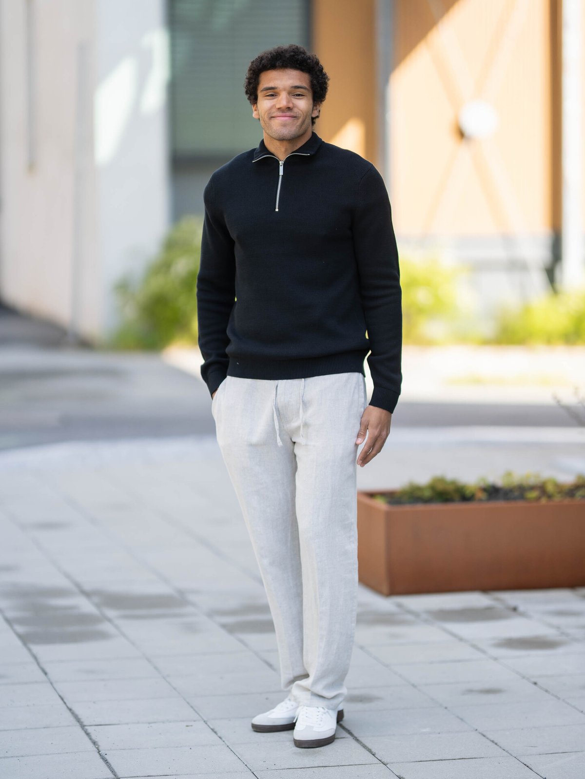 Selected Homme Dane Long Sleeve Knit Structure Half Zip Black