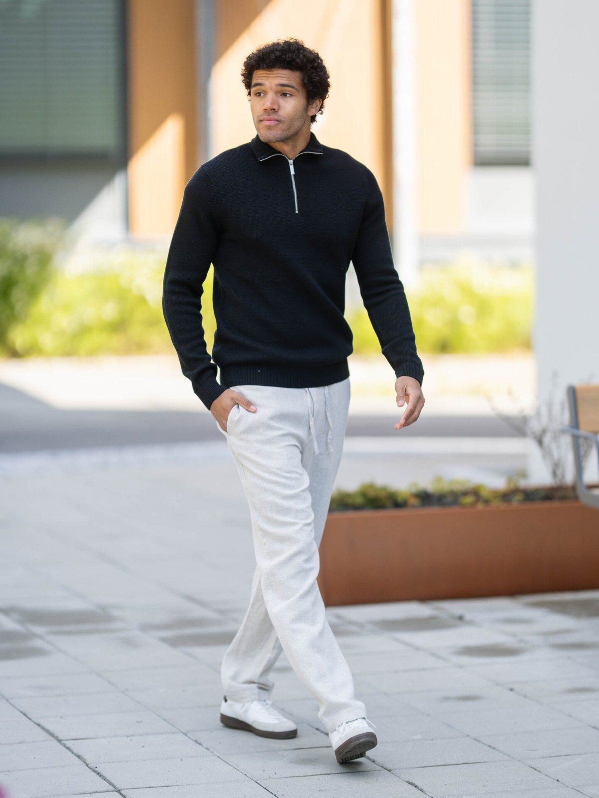 Selected Homme Dane Long Sleeve Knit Structure Half Zip Black