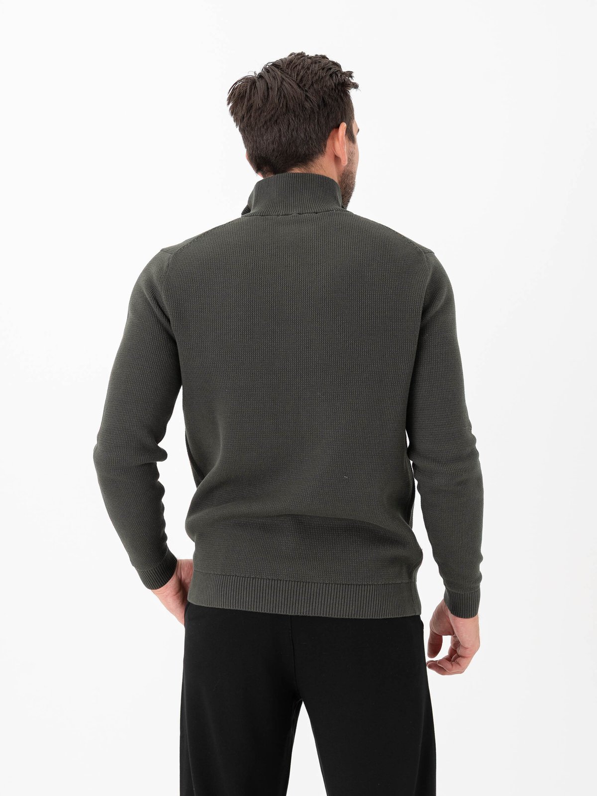 Selected Homme Dane Long Sleeve Knit Structure Half Zip Deep Forest