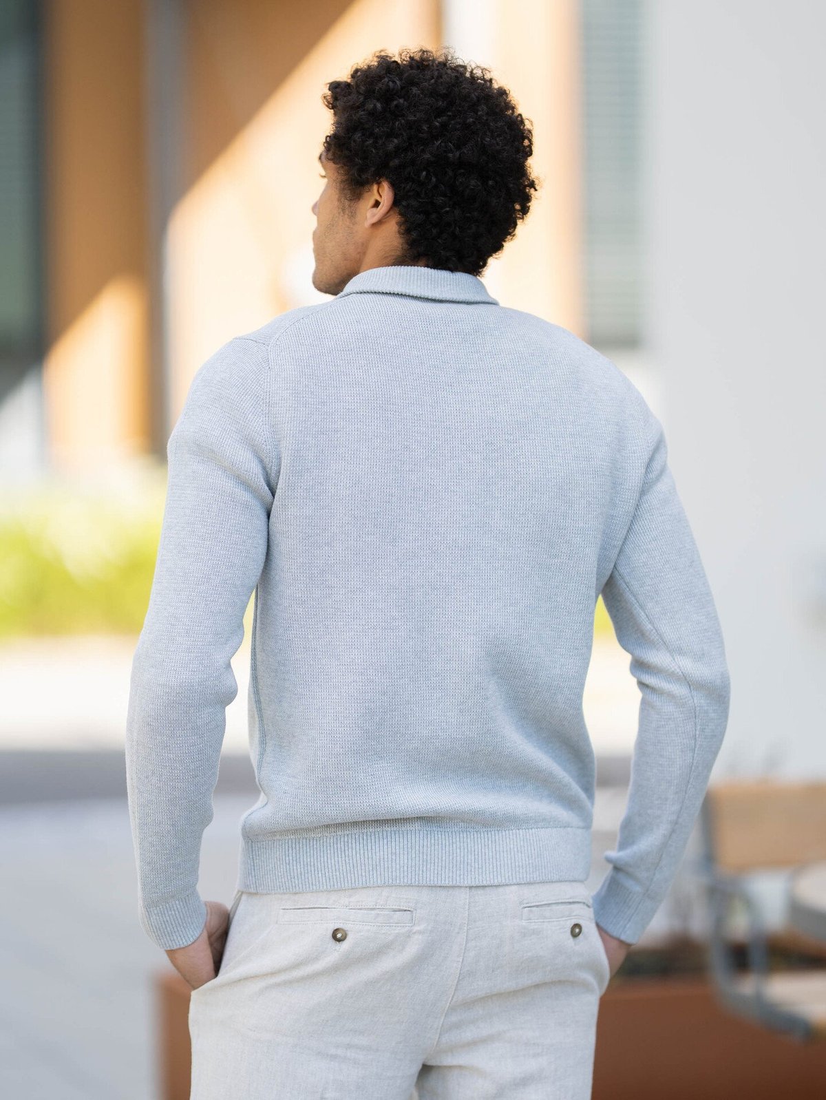 Selected Homme Dane Long Sleeve Knit Structure Half Zip Light Grey Melange