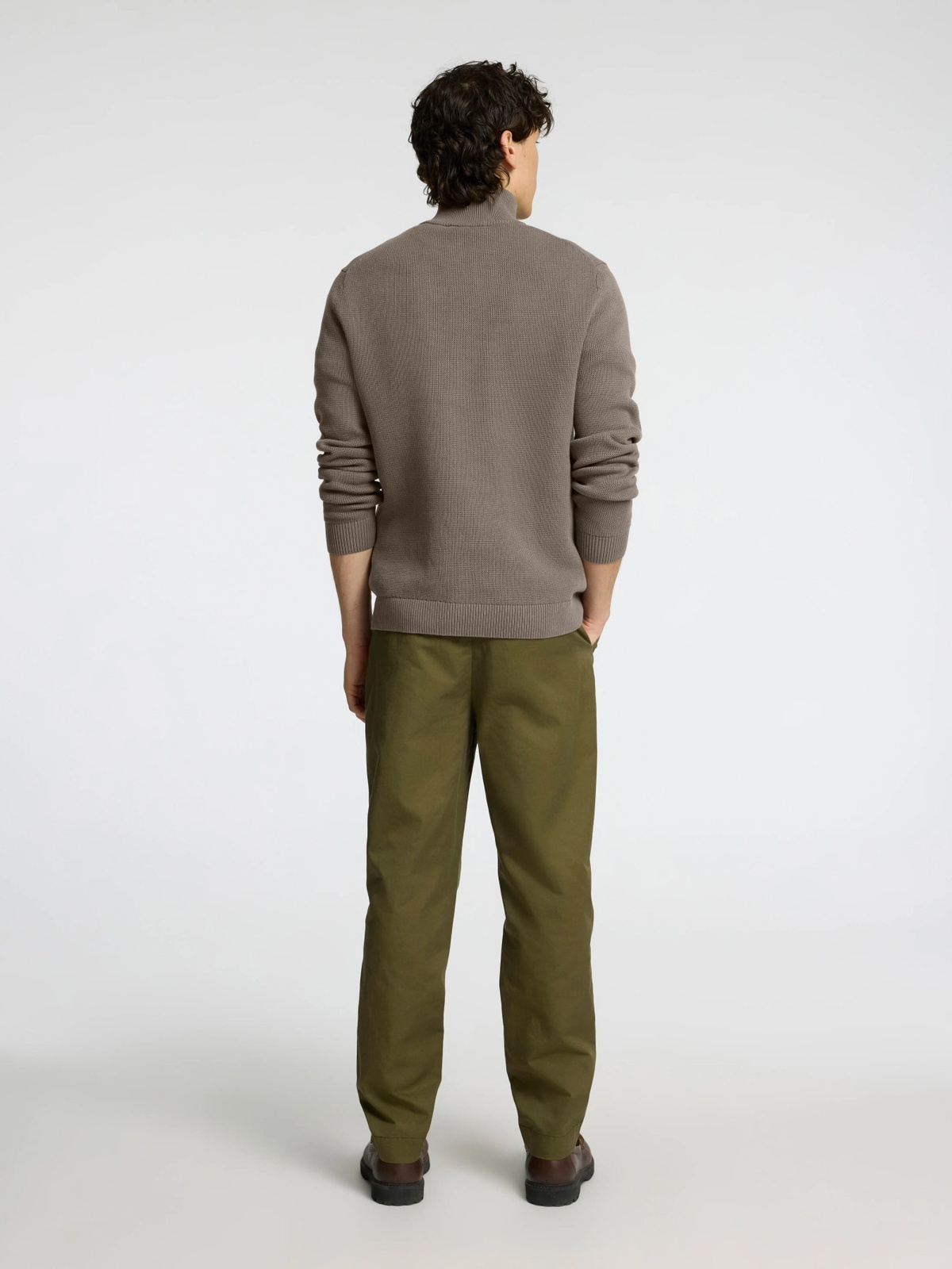 Selected Homme Dane Long Sleeve Knit Structure Half Zip Morel