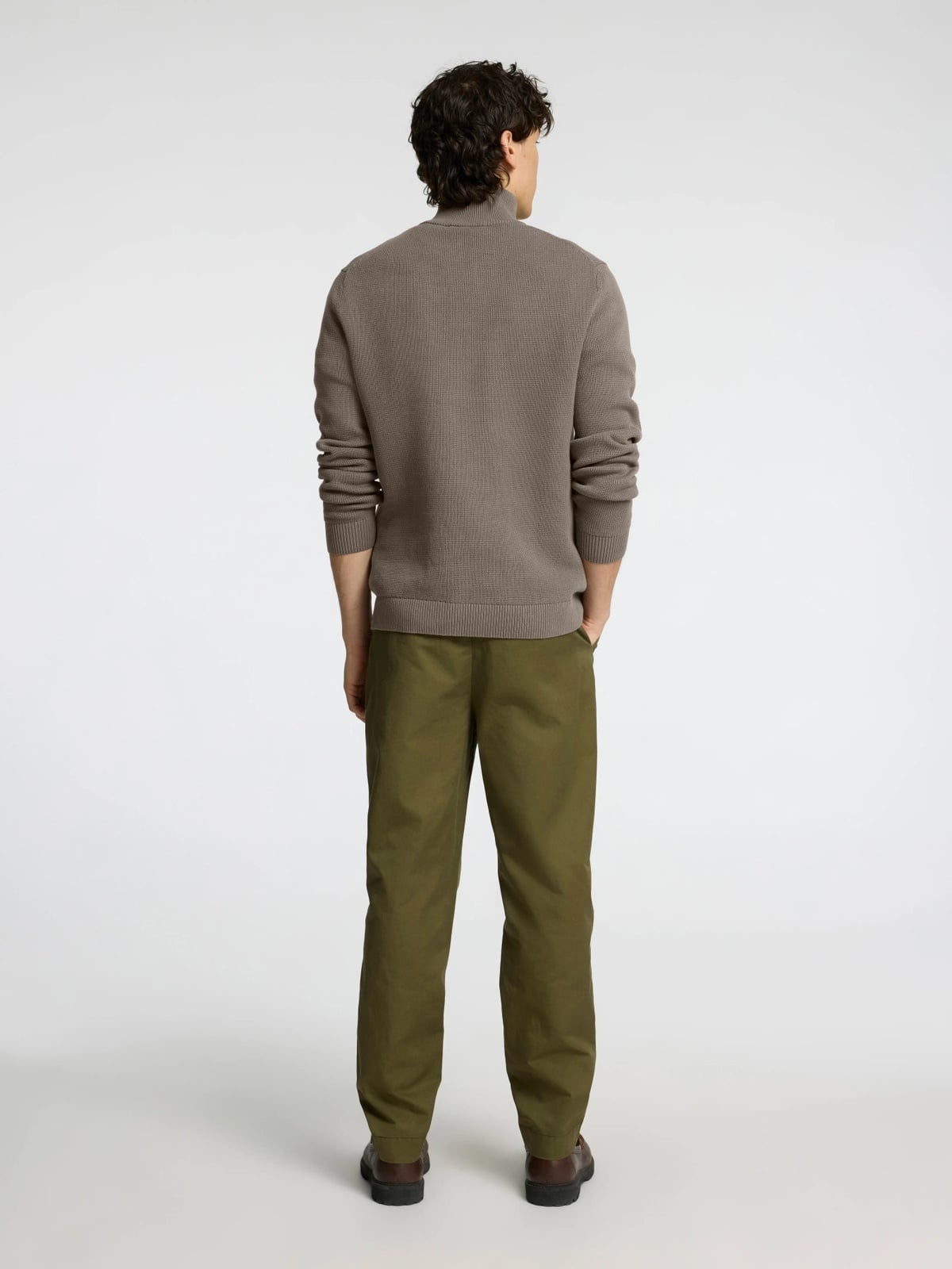 Selected Homme Dane Long Sleeve Knit Structure Half Zip Morel