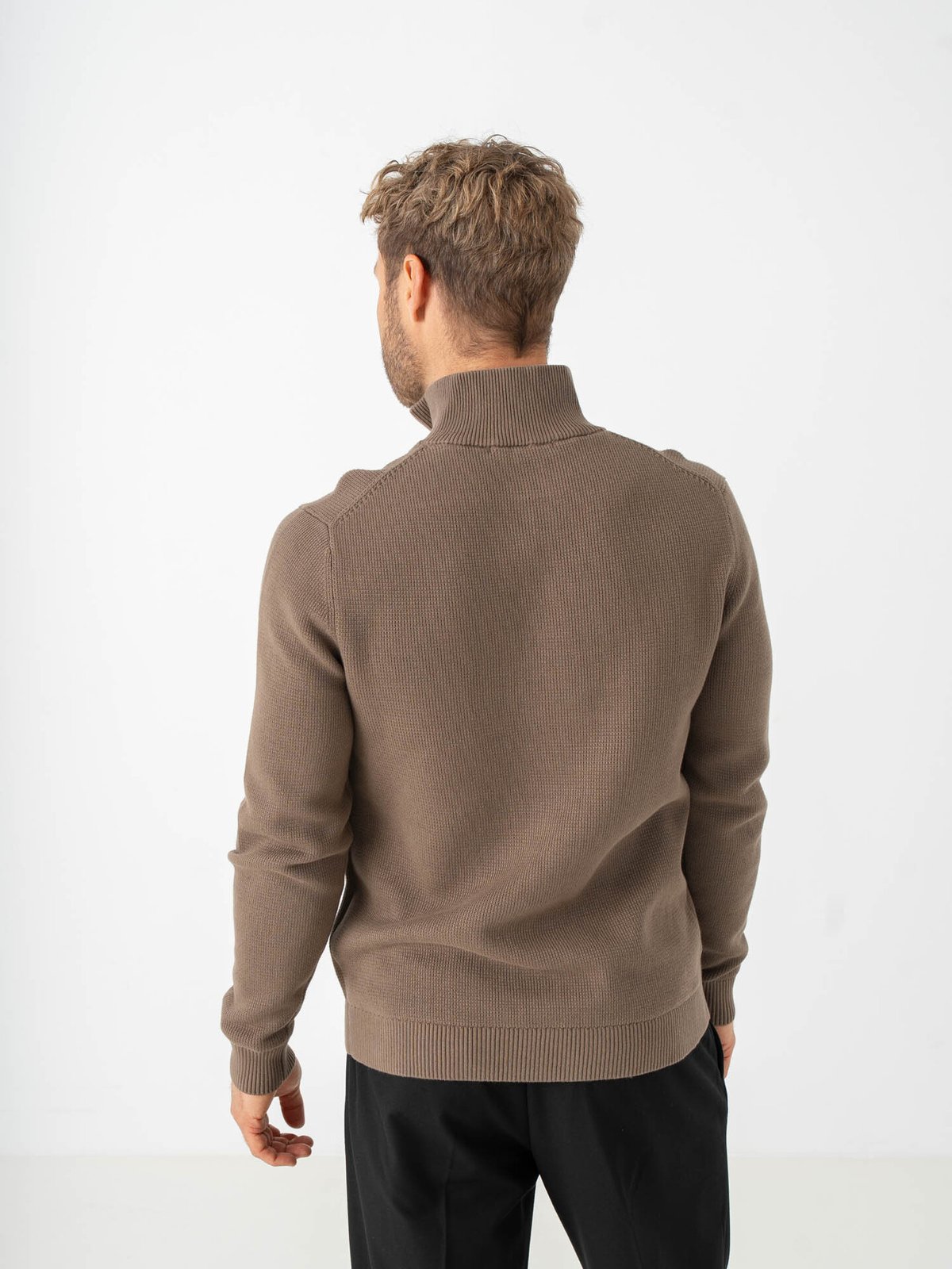 Selected Homme Dane Long Sleeve Knit Structure Half Zip Morel