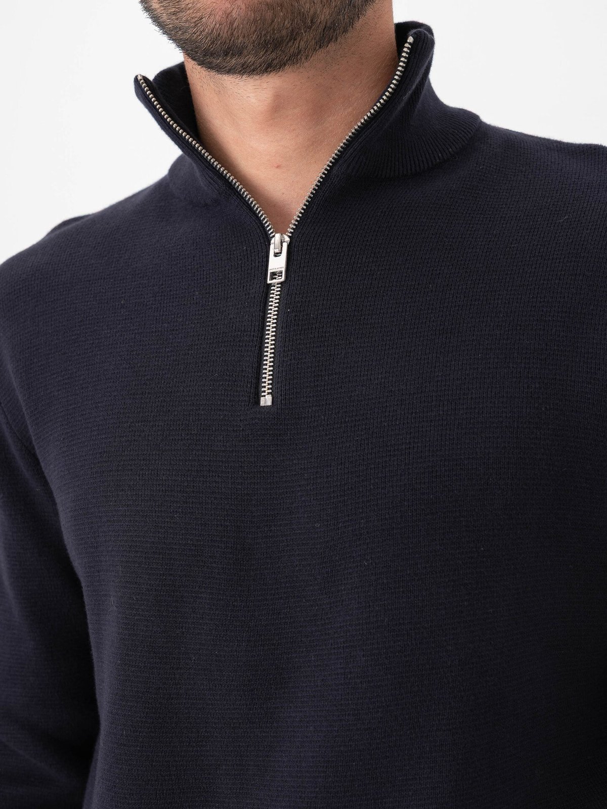 Selected Homme Dane Long Sleeve Knit Structure Half Zip Sky Captain