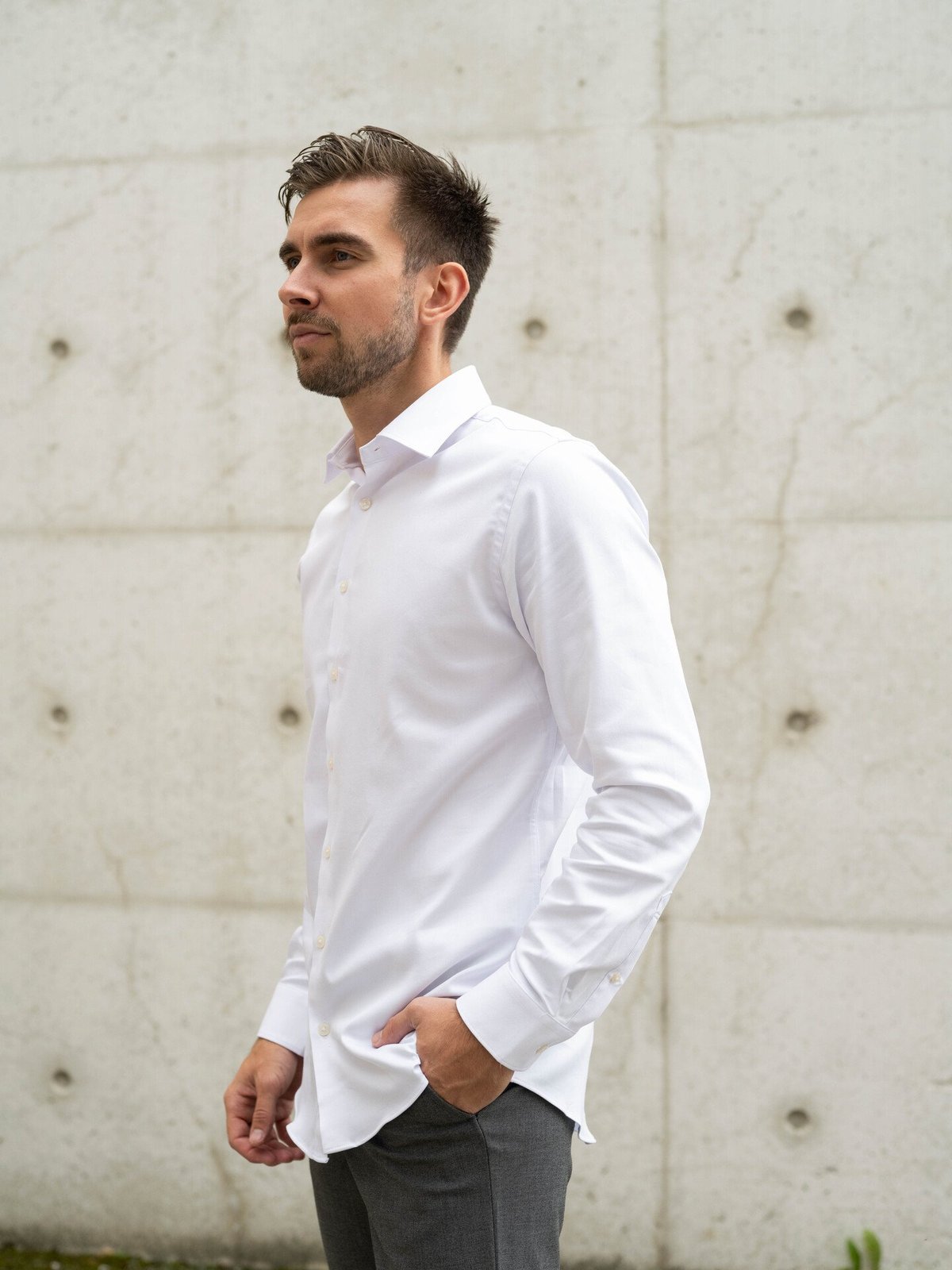 Selected Homme Slim Performance Shirt Long Sleeve Bright White