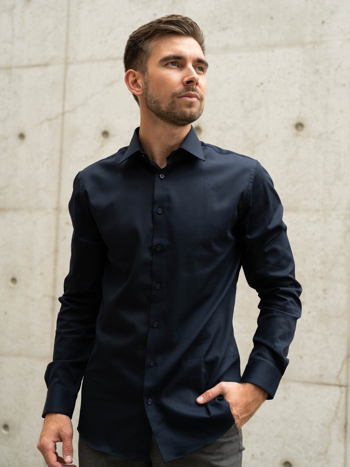 Selected Homme Slim Performance Shirt Long Sleeve Sky Captain