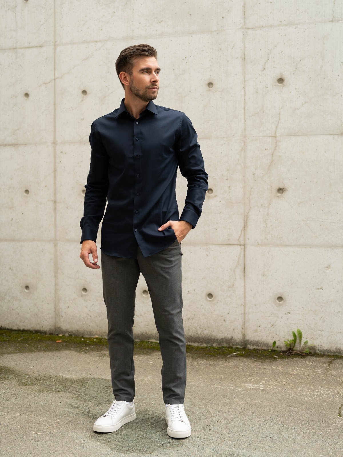 Selected Homme Slim Performance Shirt Long Sleeve Sky Captain