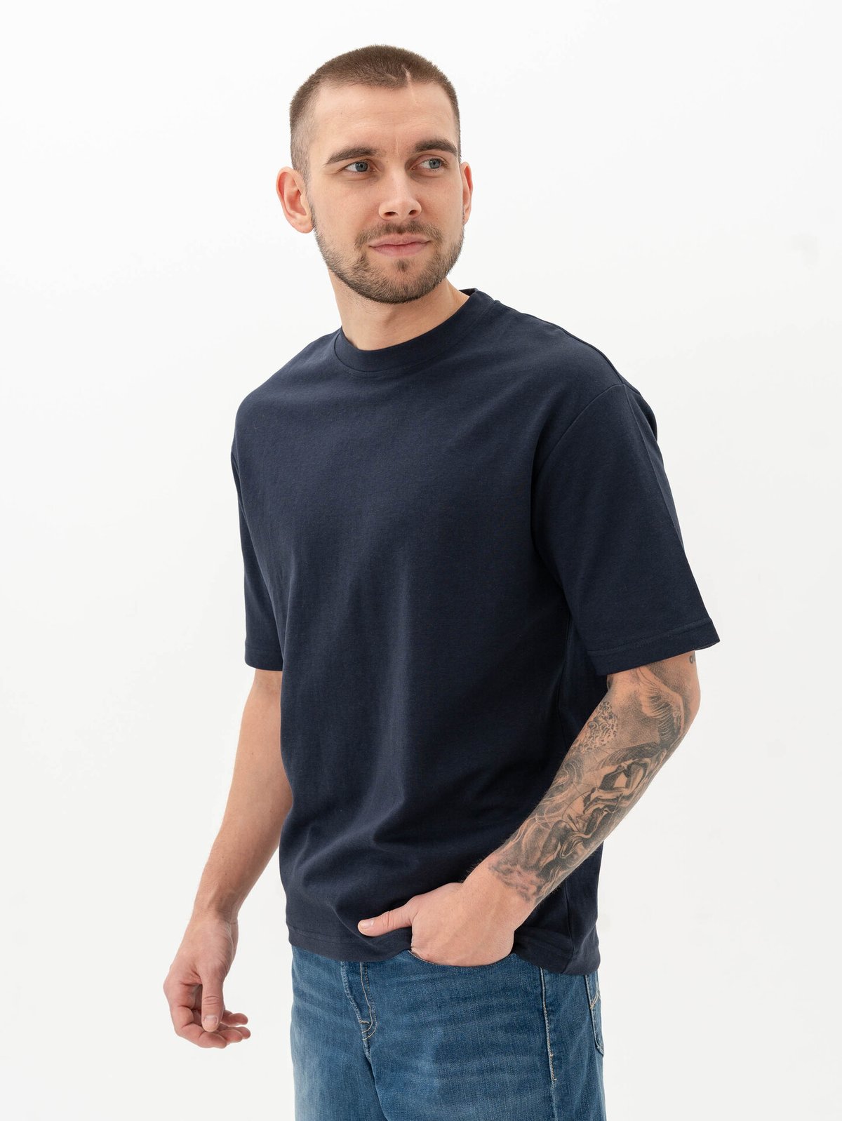 Selected Homme Loose Oscar Short Sleeve O-Neck Tee Sky Captain