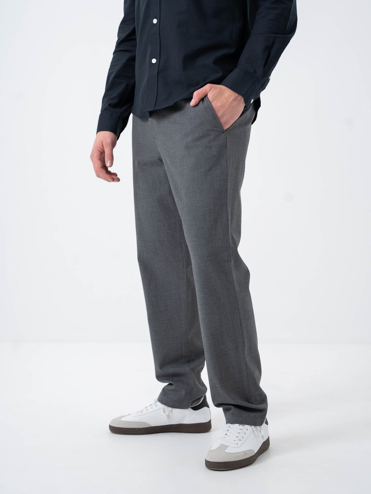 Selected Homme Straight Robert String Flex Pant Grey Melange