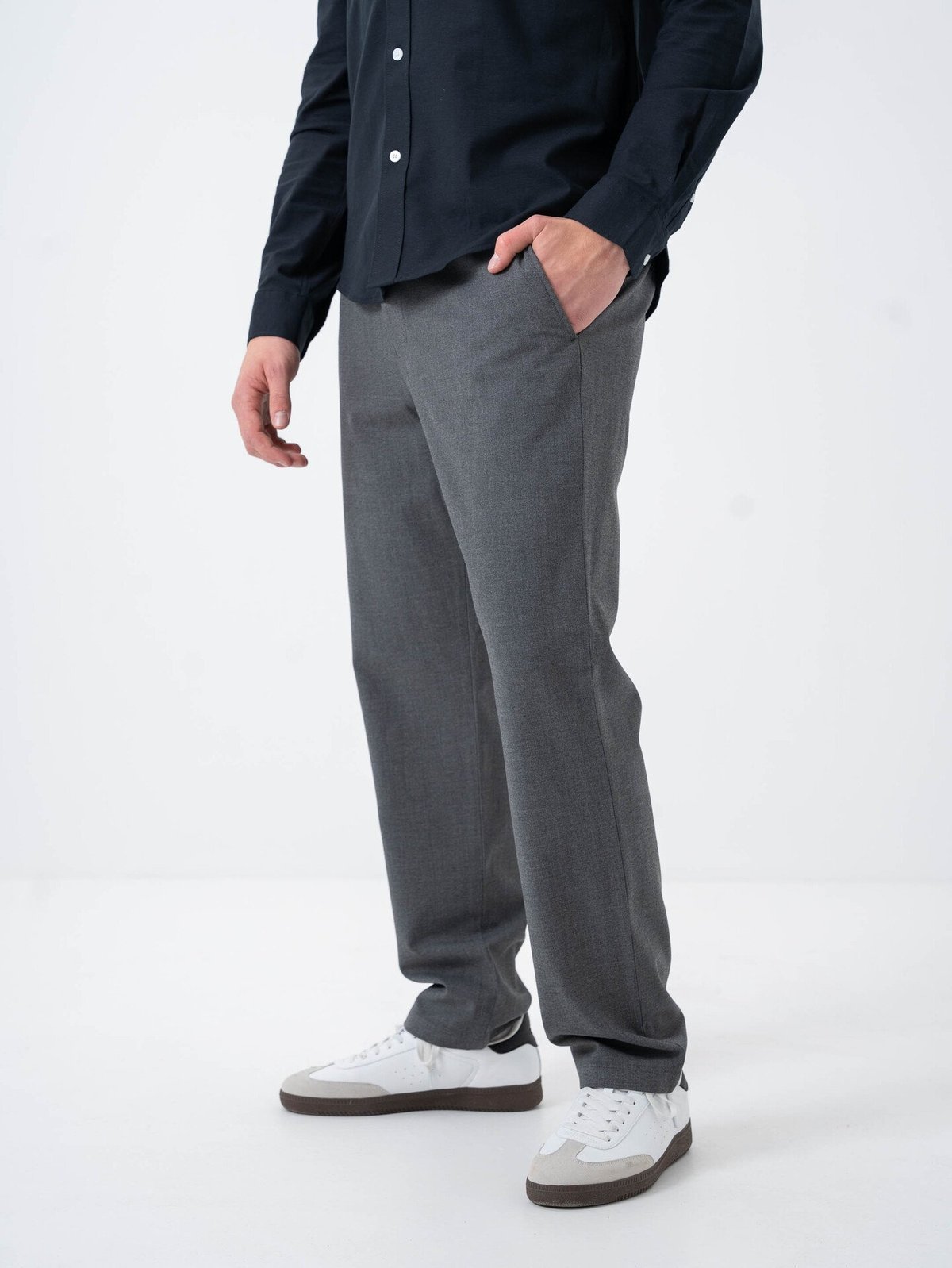 Selected Homme Straight Robert String Flex Pant Grey Melange