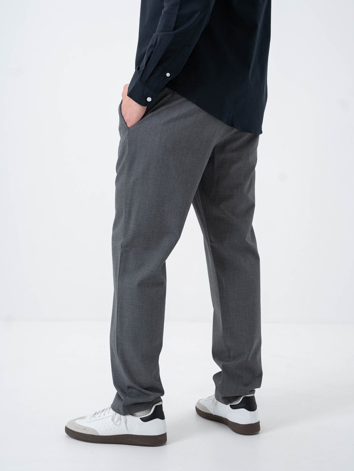 Selected Homme Straight Robert String Flex Pant Grey Melange