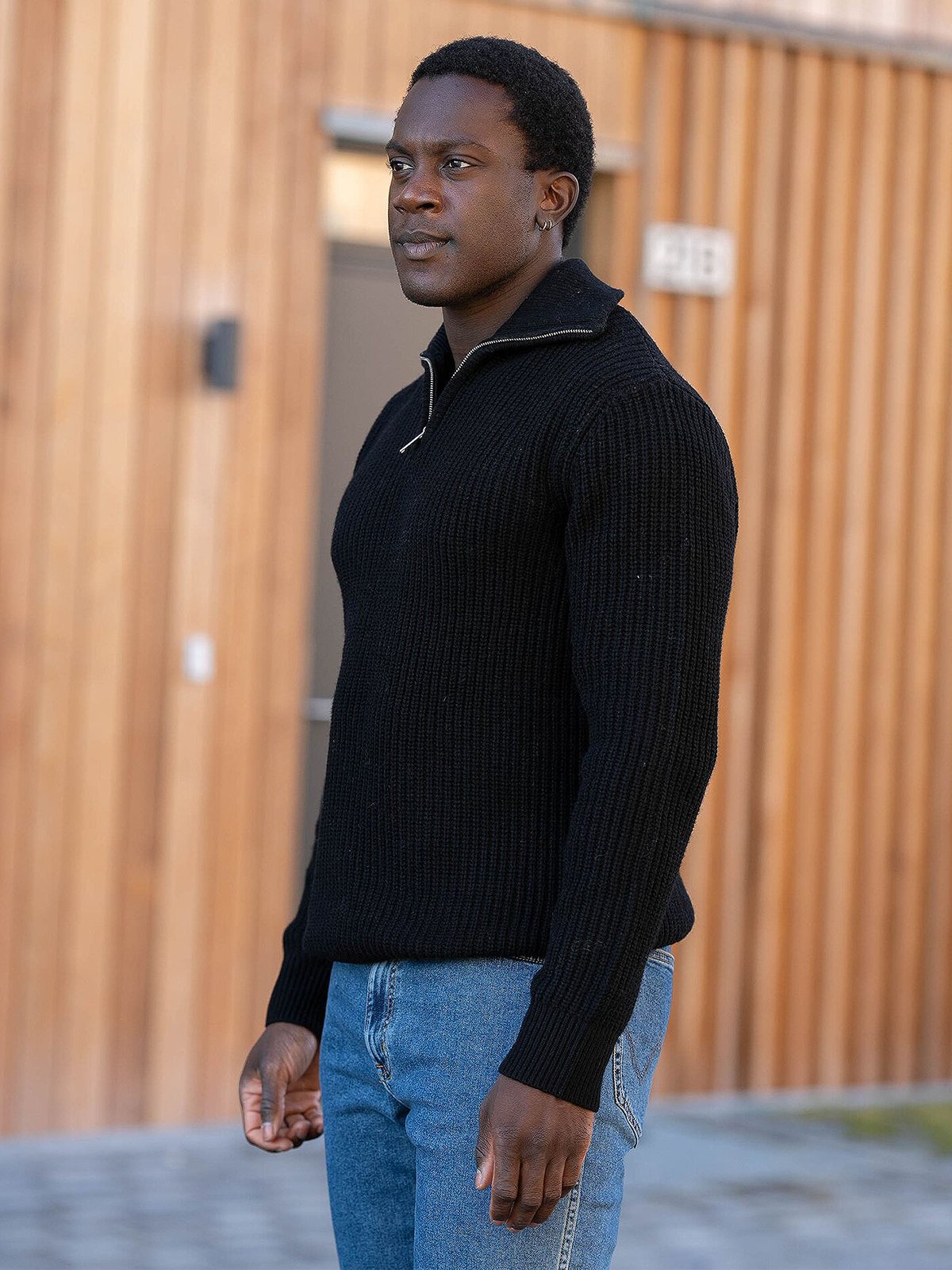 Selected Homme Land Long Sleeve Knit Half Zip Black