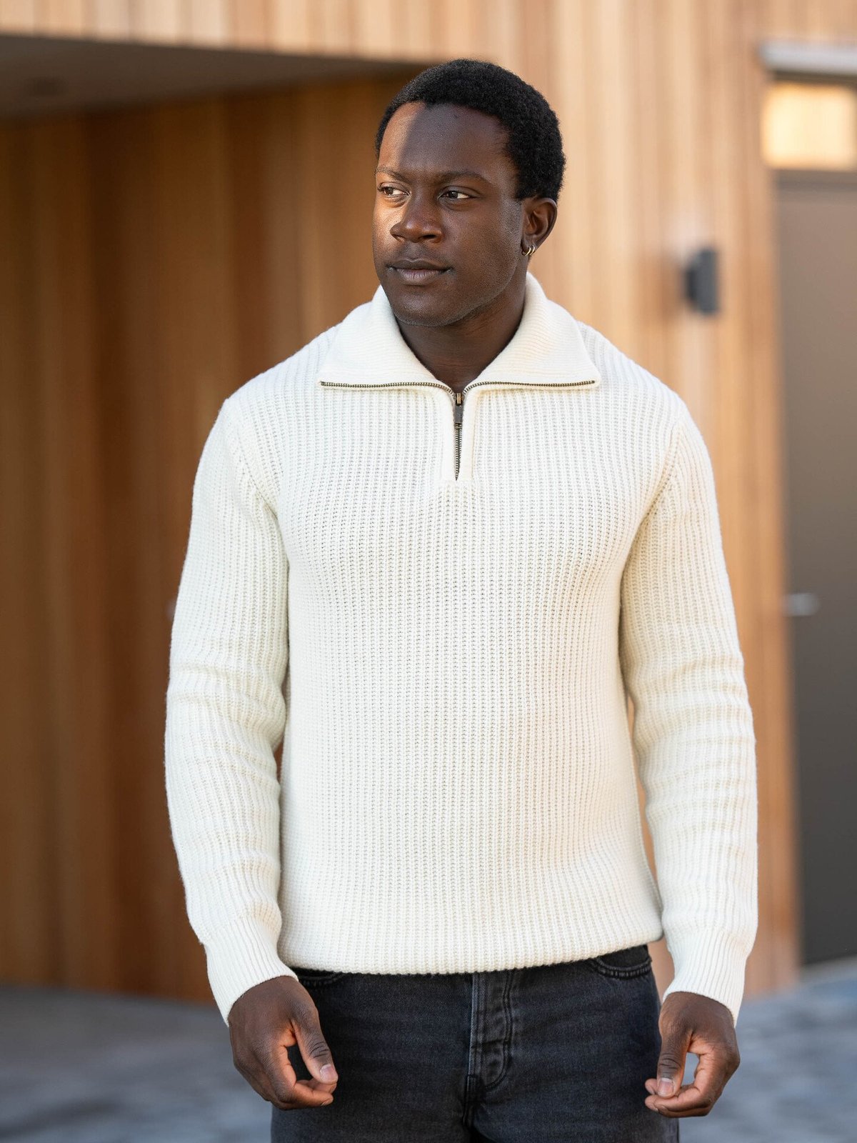 Selected Homme Land Long Sleeve Knit Half Zip Tofu