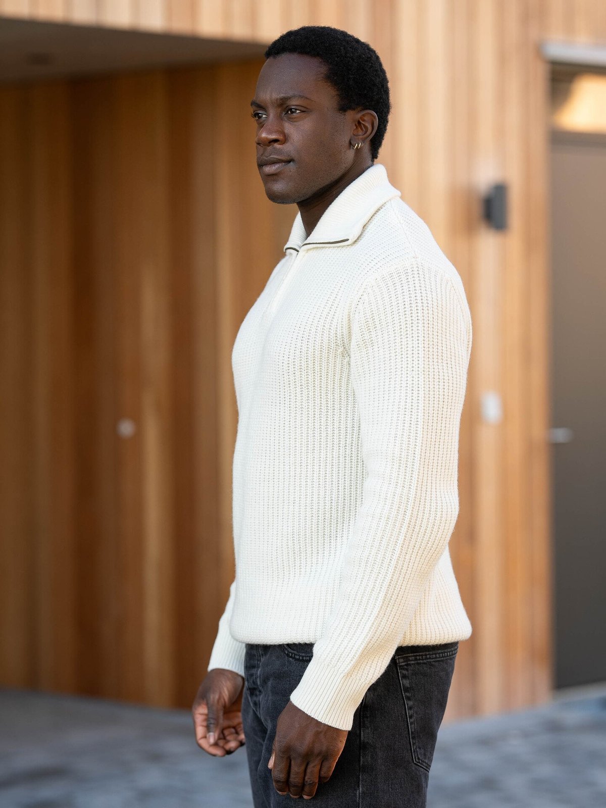 Selected Homme Land Long Sleeve Knit Half Zip Tofu