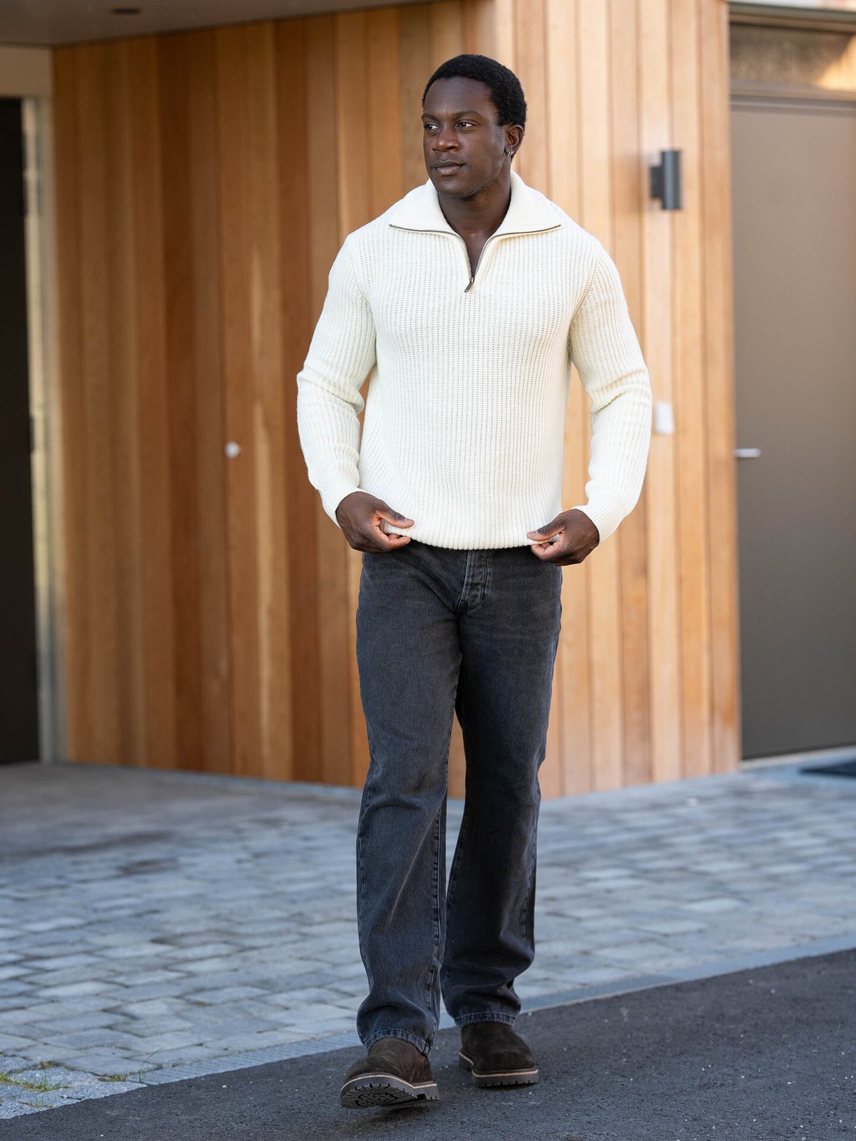 Selected Homme Land Long Sleeve Knit Half Zip Tofu