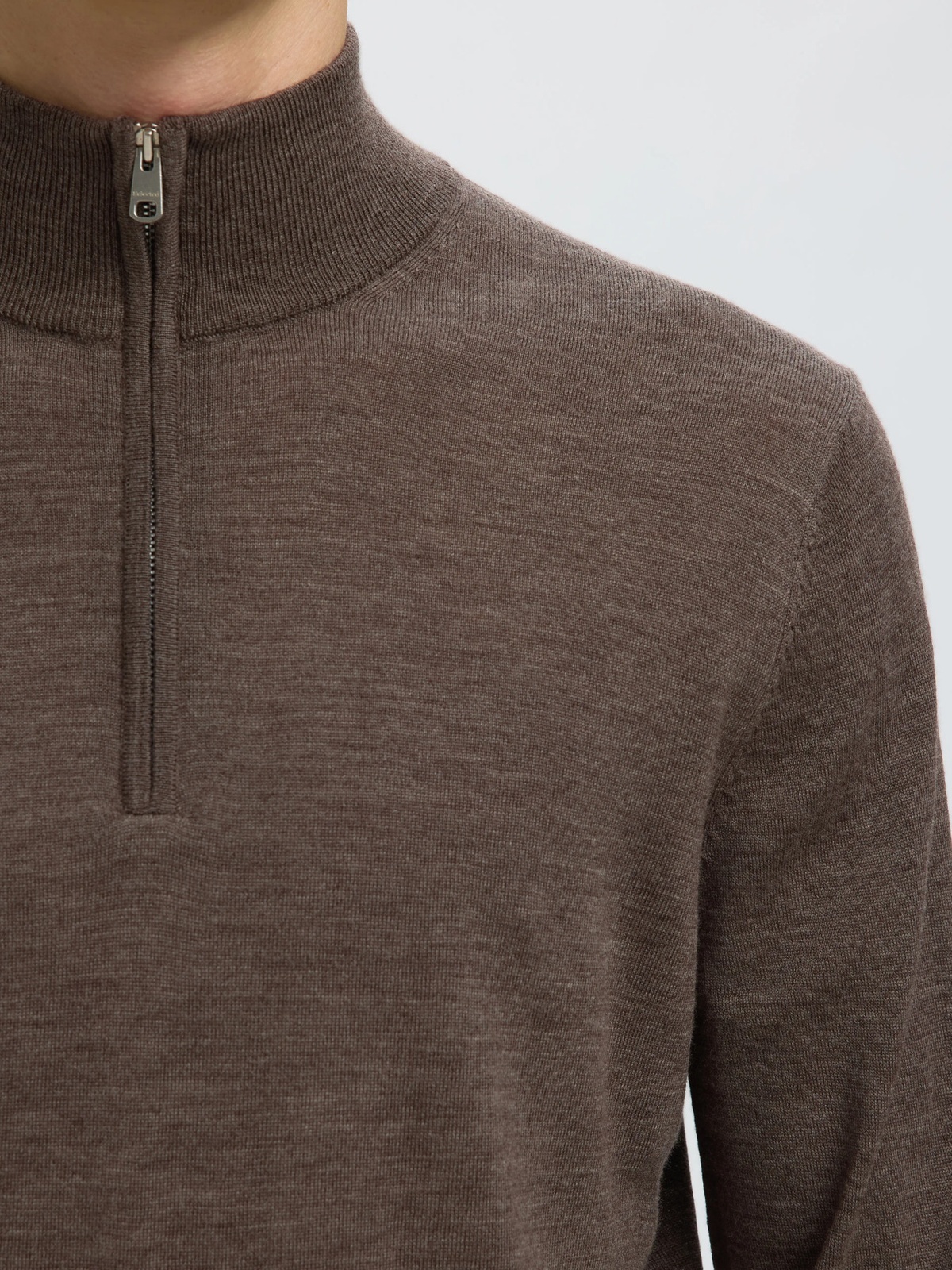Selected Homme Tray Long Sleeve Knit Merino Half Zip Delicioso
