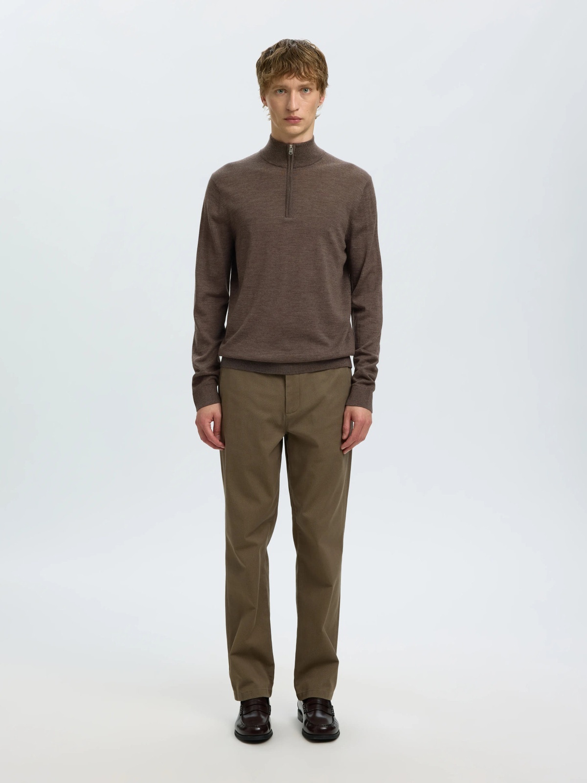 Selected Homme Tray Long Sleeve Knit Merino Half Zip Delicioso