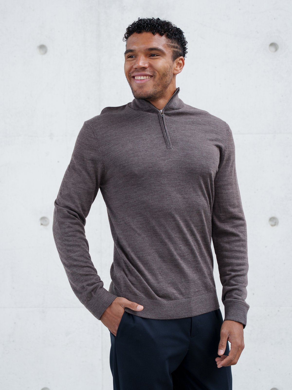 Selected Homme Tray Long Sleeve Knit Merino Half Zip Delicioso