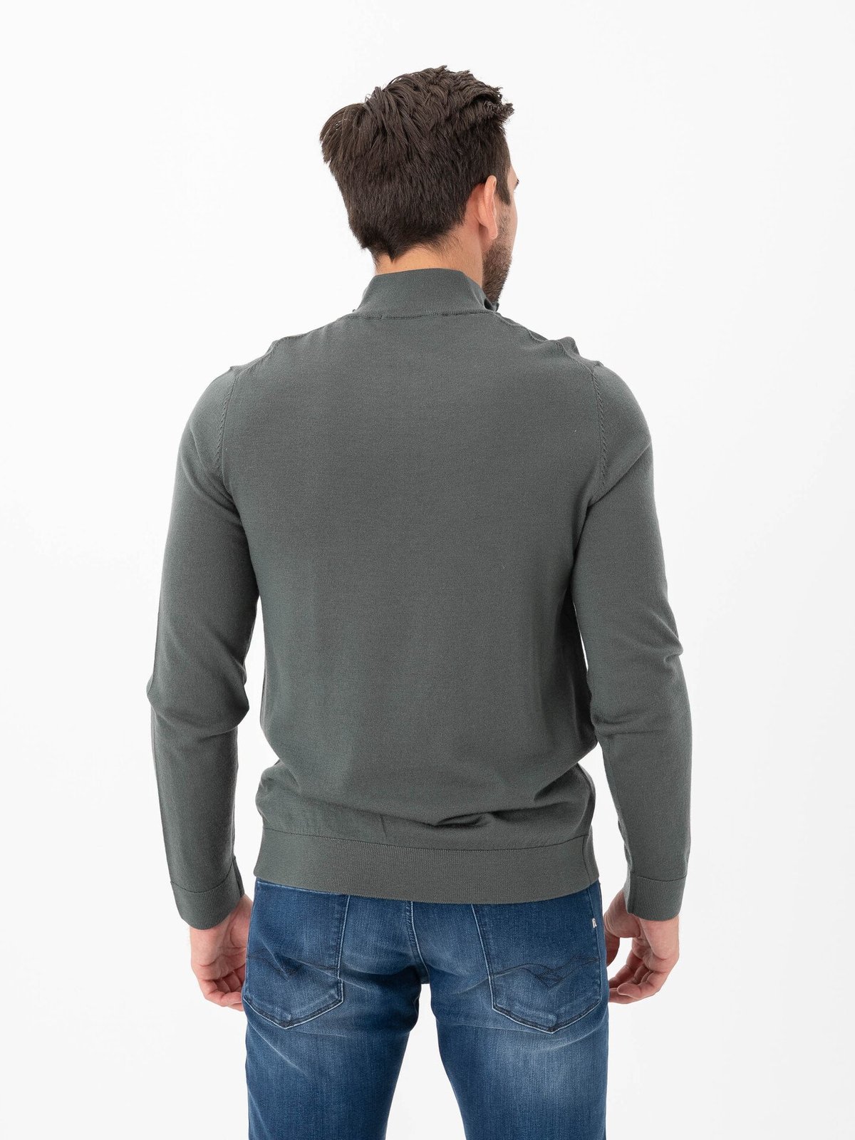 Selected Homme Tray Long Sleeve Knit Merino Half Zip Deep Forest