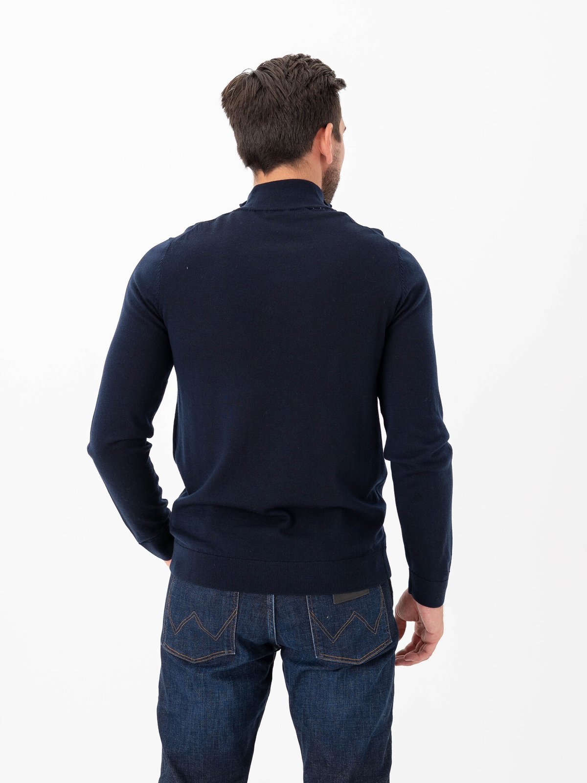 Selected Homme Tray Long Sleeve Knit Merino Half Zip Navy Blazer