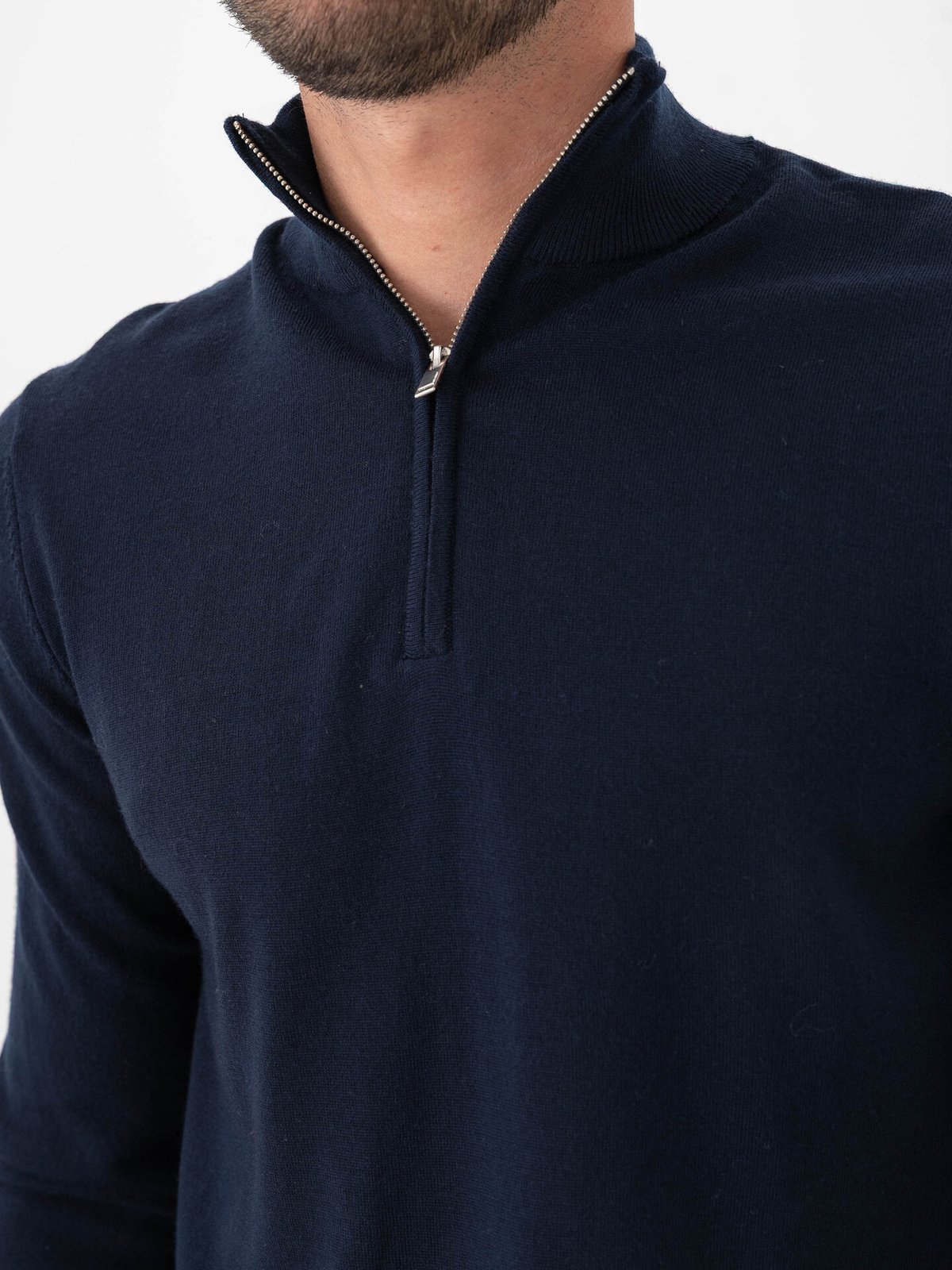 Selected Homme Tray Long Sleeve Knit Merino Half Zip Navy Blazer