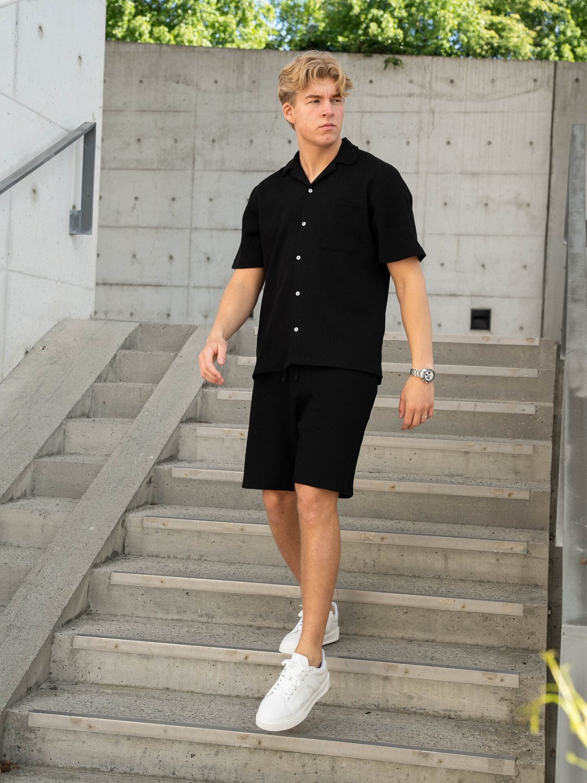 Selected Homme Loose Casper Waffle Short Sort