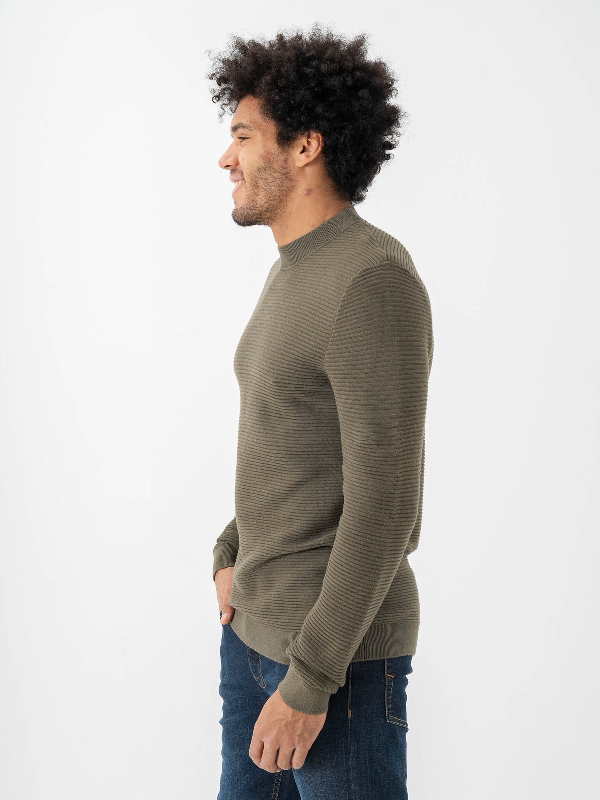 Selected Homme Tion Long Sleeve Knit Structure Mock Neck Kalamata