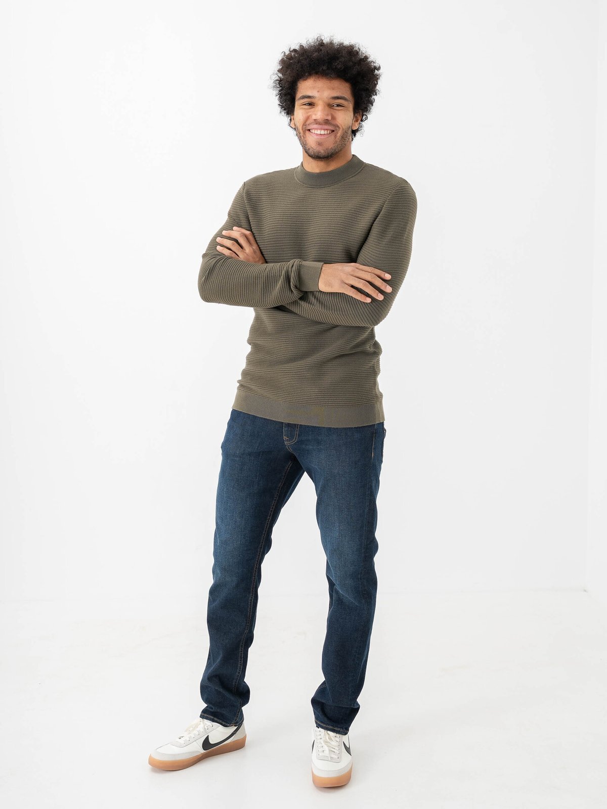 Selected Homme Tion Long Sleeve Knit Structure Mock Neck Kalamata