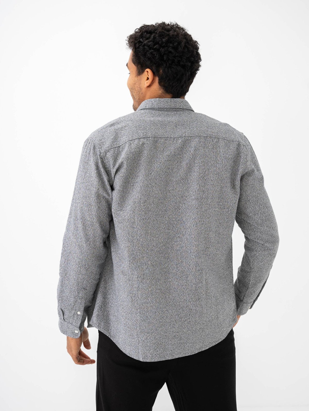 Selected Homme Reg-Owen Flannel Mix Shirt Long Sleeve Grey Melange Twisted
