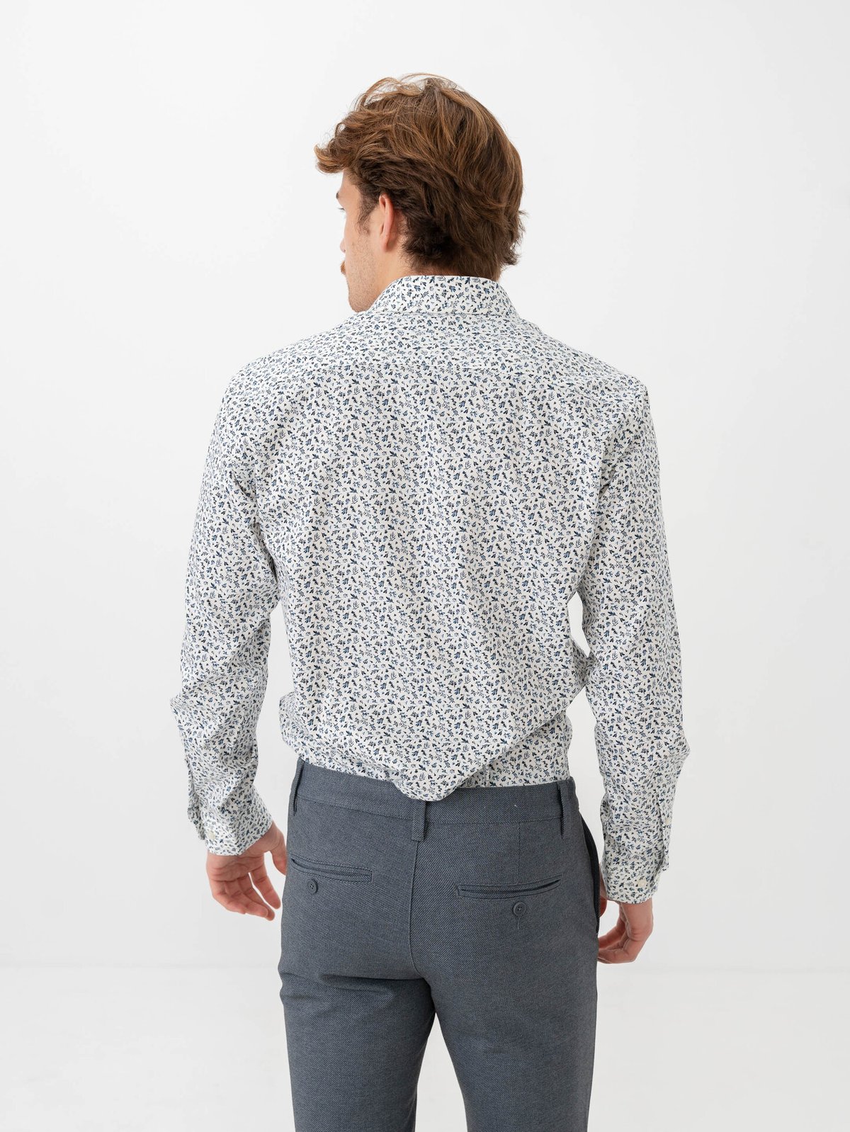 Selected Homme Slim Performance Shirt Long Sleeve Bright White Floral