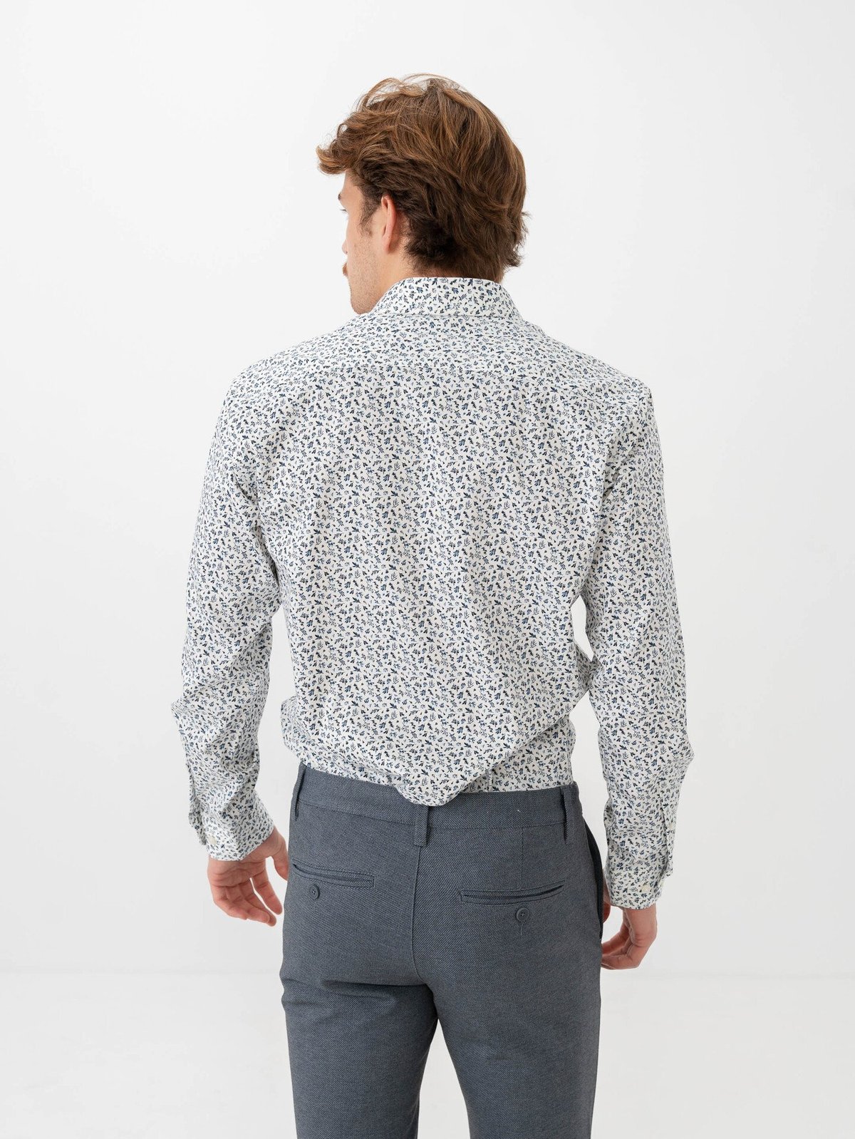 Selected Homme Slim Performance Shirt Long Sleeve Bright White Floral