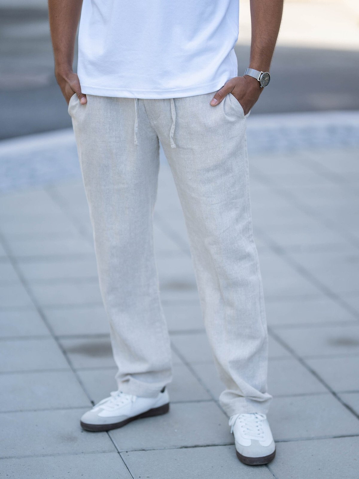 Selected Homme Straight Leroy Sun Pant Pure Cashmere W. White