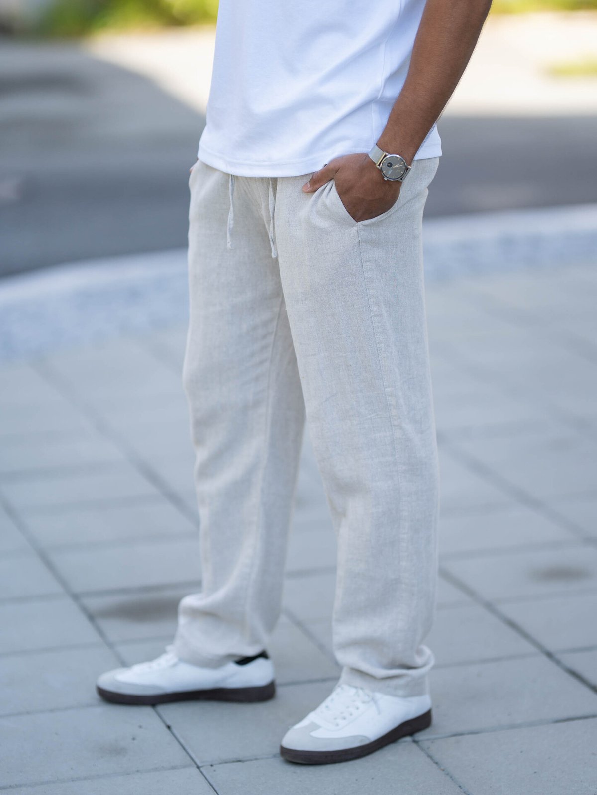 Selected Homme Straight Leroy Sun Pant Pure Cashmere W. White