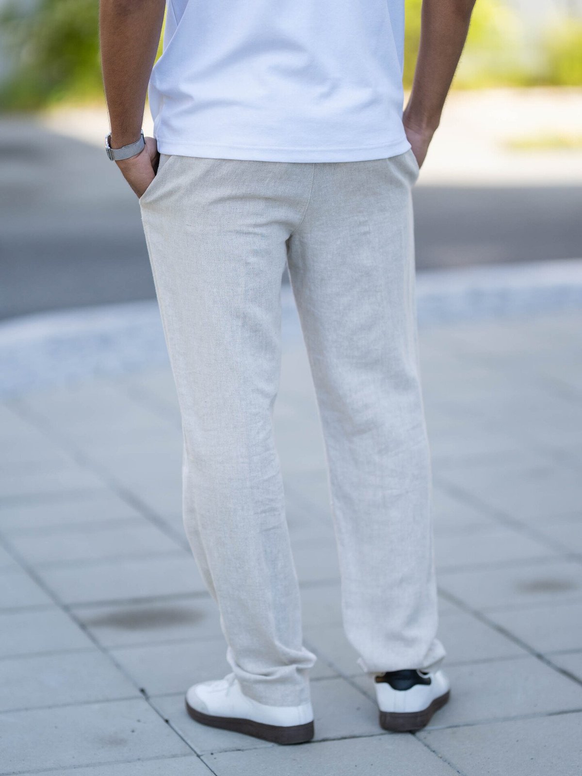 Selected Homme Straight Leroy Sun Pant Pure Cashmere W. White