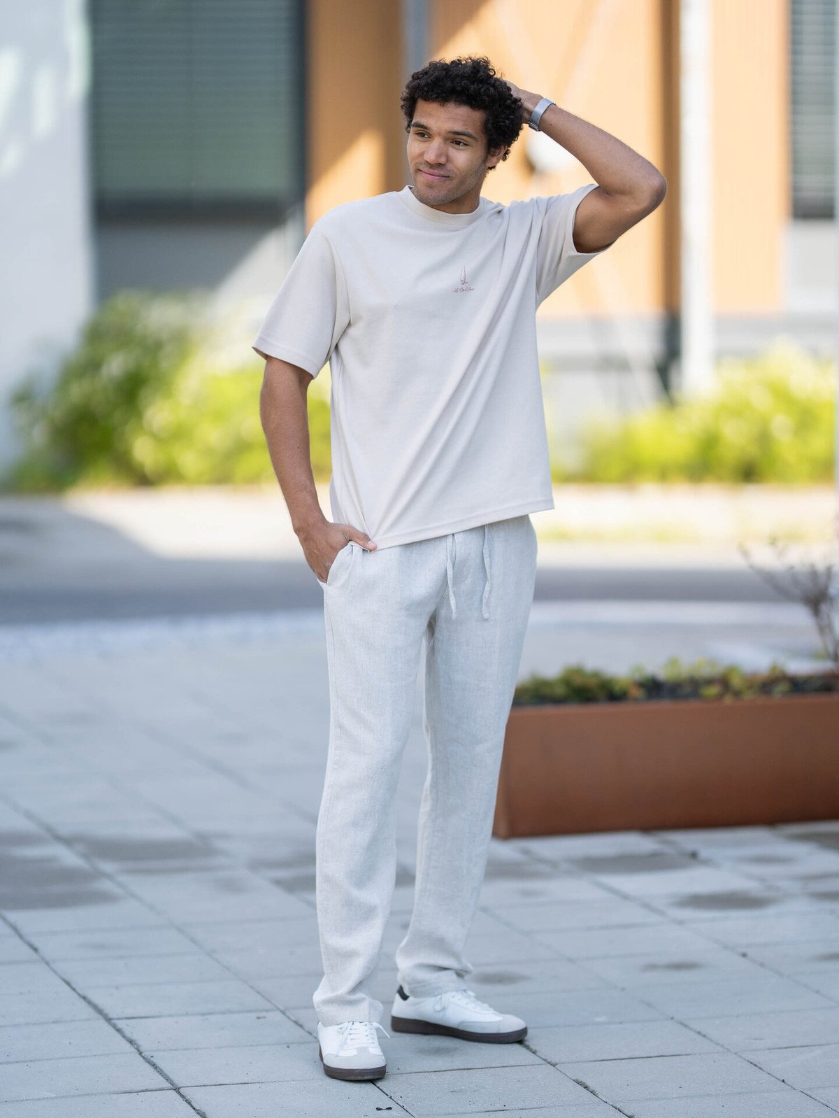 Selected Homme Straight Leroy Sun Pant Pure Cashmere W. White