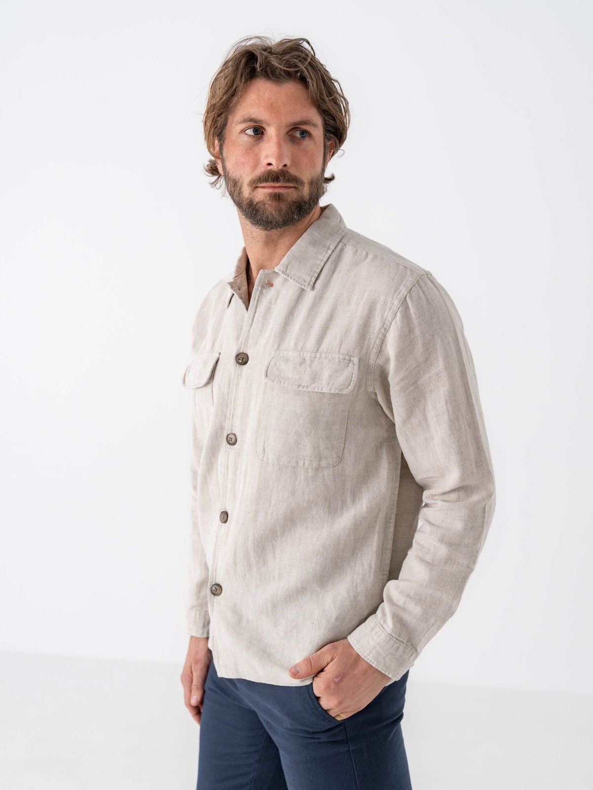 Selected Homme Leroy Sun Overshirt Long Sleeve Pure Cashmere W. White