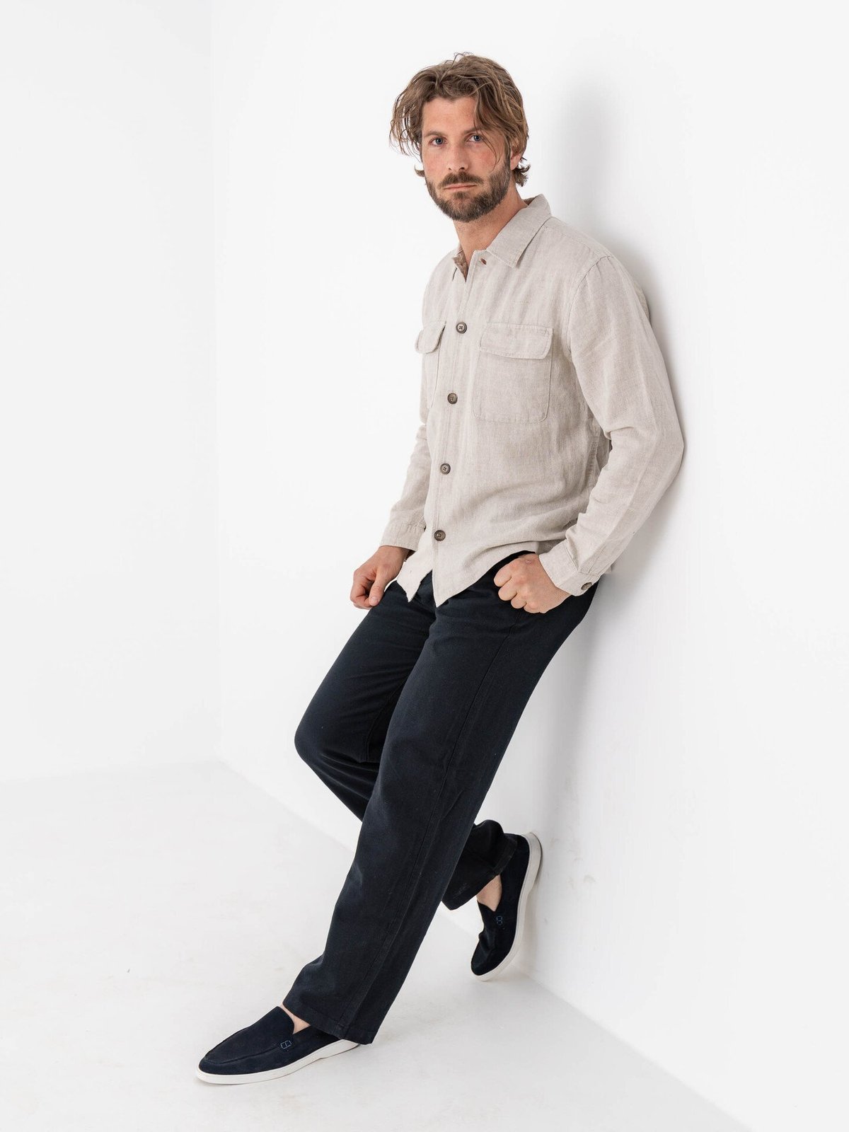 Selected Homme Leroy Sun Overshirt Long Sleeve Pure Cashmere W. White