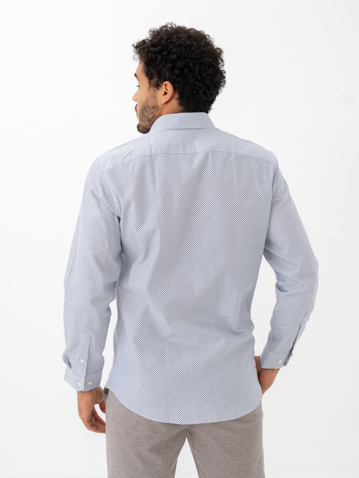 Selected Homme Slim Ethan Shirt Long Sleeve All Over Print Spread Navy Blue All Over Print