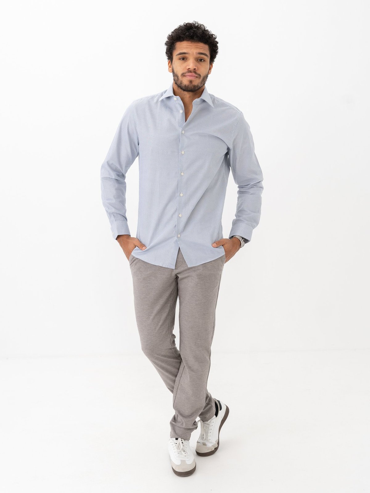 Selected Homme Slim Ethan Shirt Long Sleeve All Over Print Spread Navy Blue All Over Print