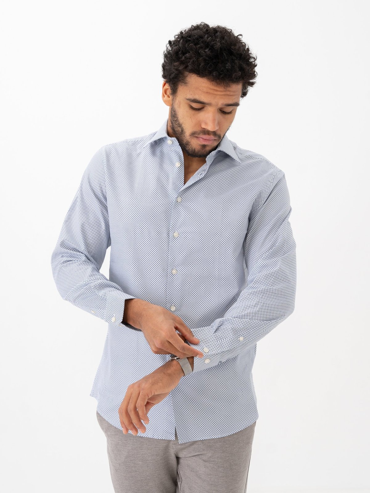 Selected Homme Slim Ethan Shirt Long Sleeve All Over Print Spread Navy Blue All Over Print