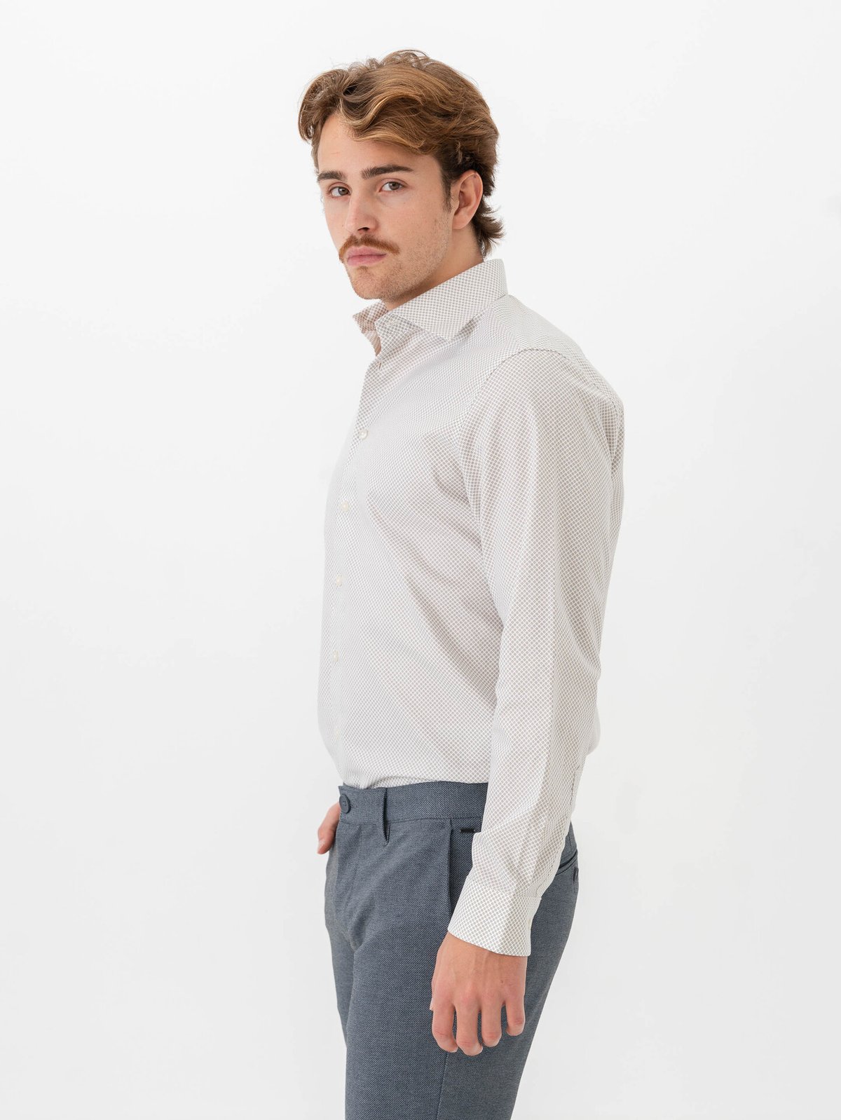 Selected Homme Slim Ethan Shirt Long Sleeve All Over Print Spread Vetiver