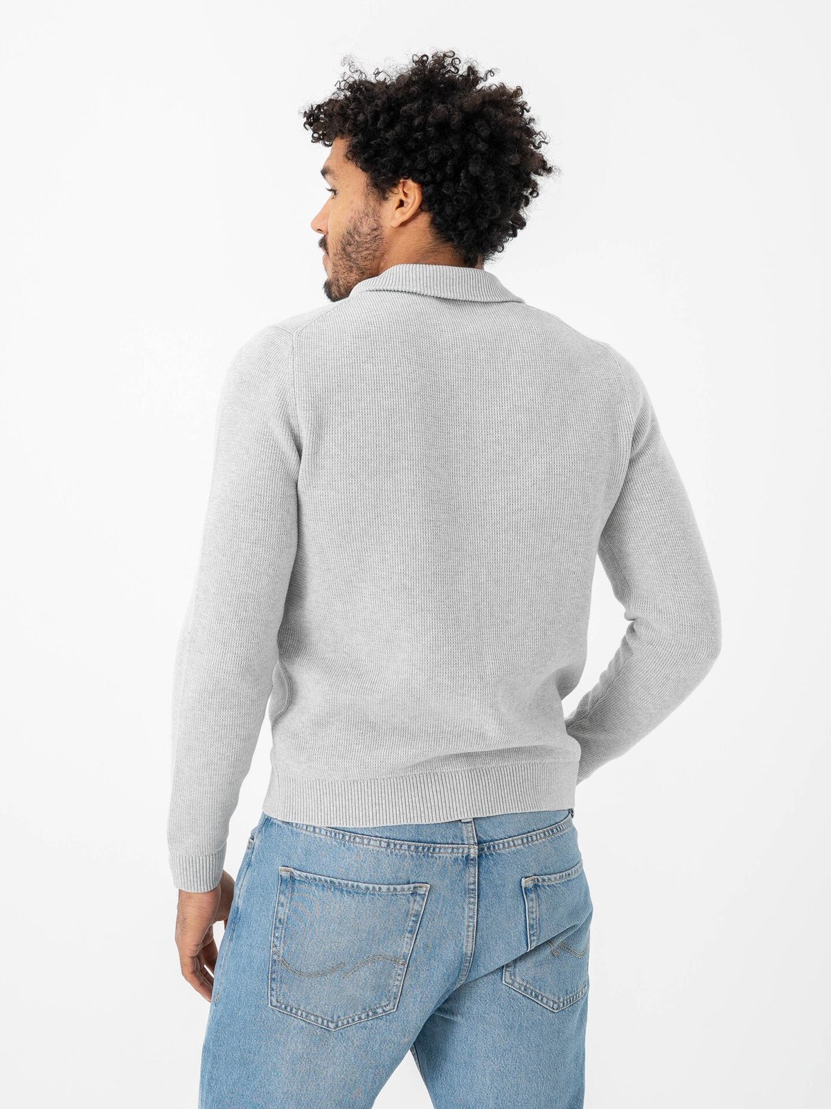 Selected Homme Dane Long Sleeve Knit Structure Full Zip Light Grey Melange