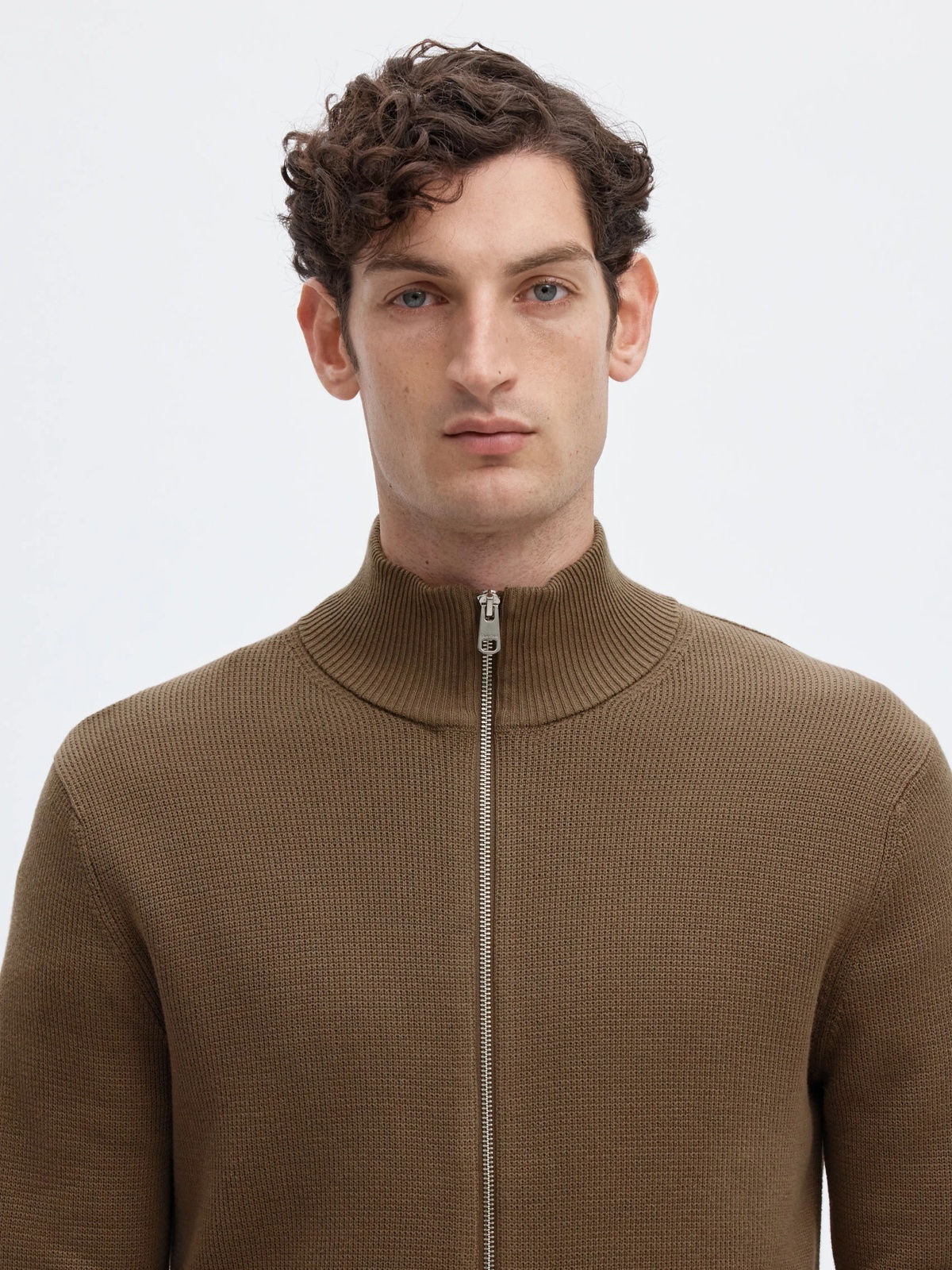 Selected Homme Dane Long Sleeve Knit Structure Full Zip Morel