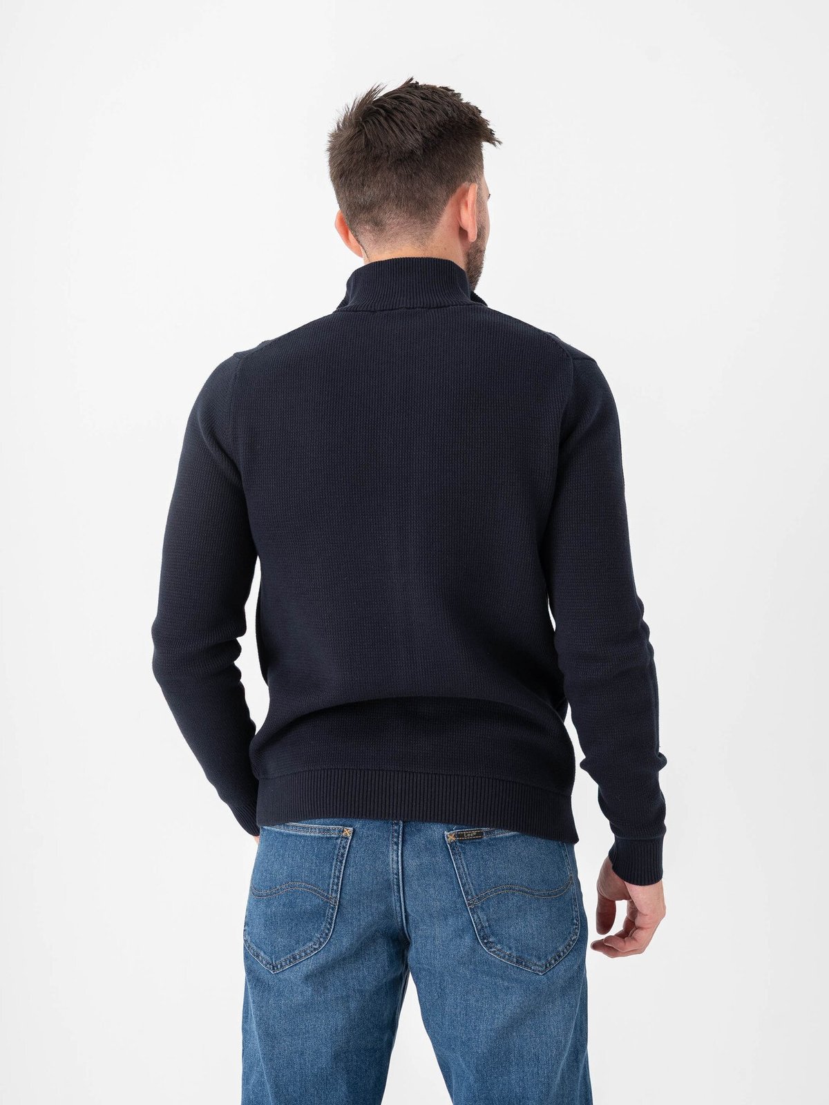 Selected Homme Dane Long Sleeve Knit Structure Full Zip Sky Captain