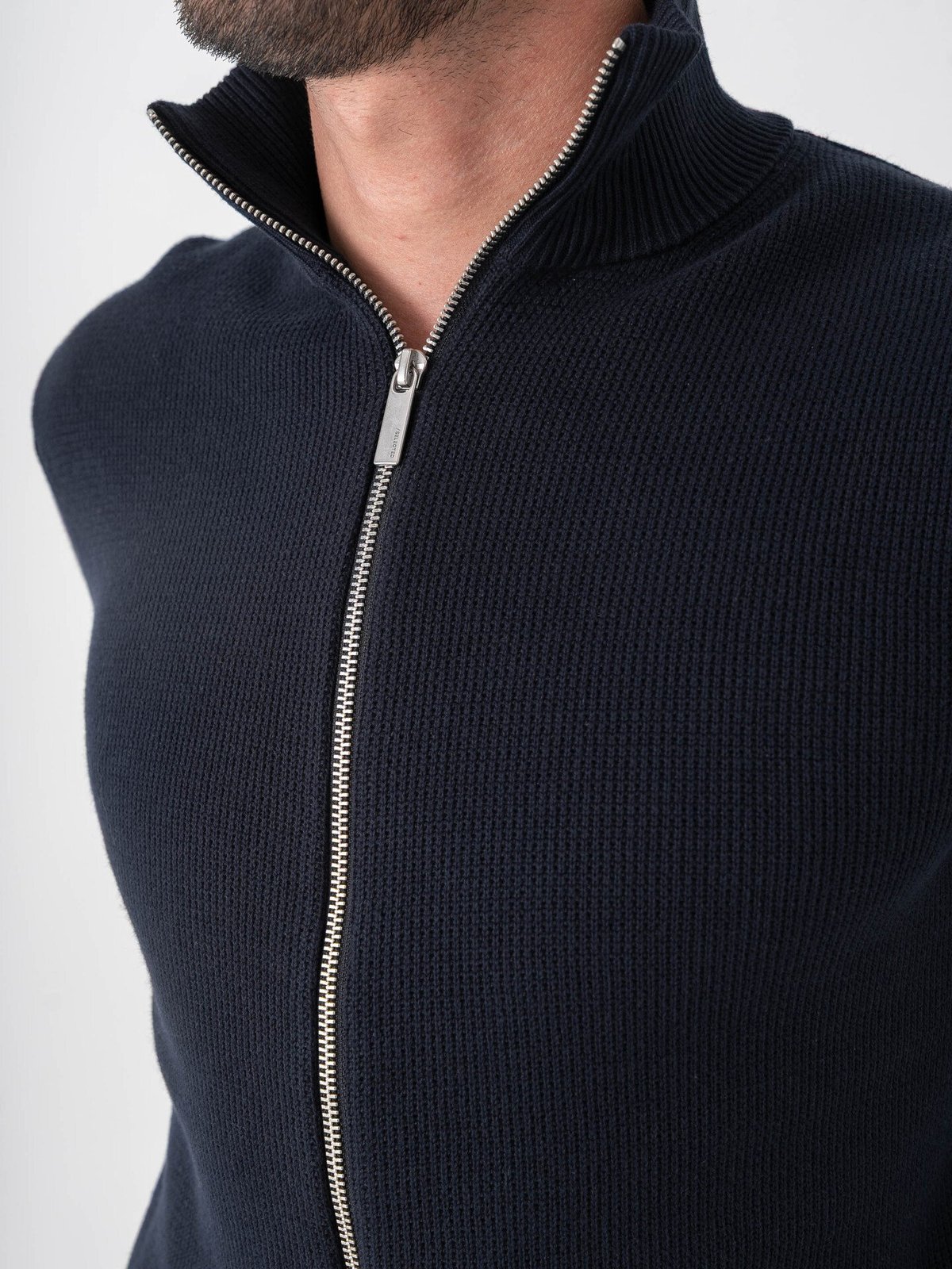 Selected Homme Dane Long Sleeve Knit Structure Full Zip Sky Captain