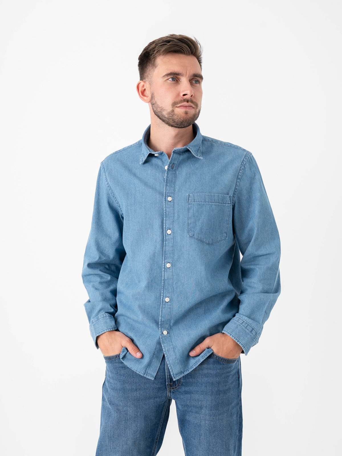 Selected Homme Regular Carlo Denim Long Sleeve Shirt Medium Blue Denim