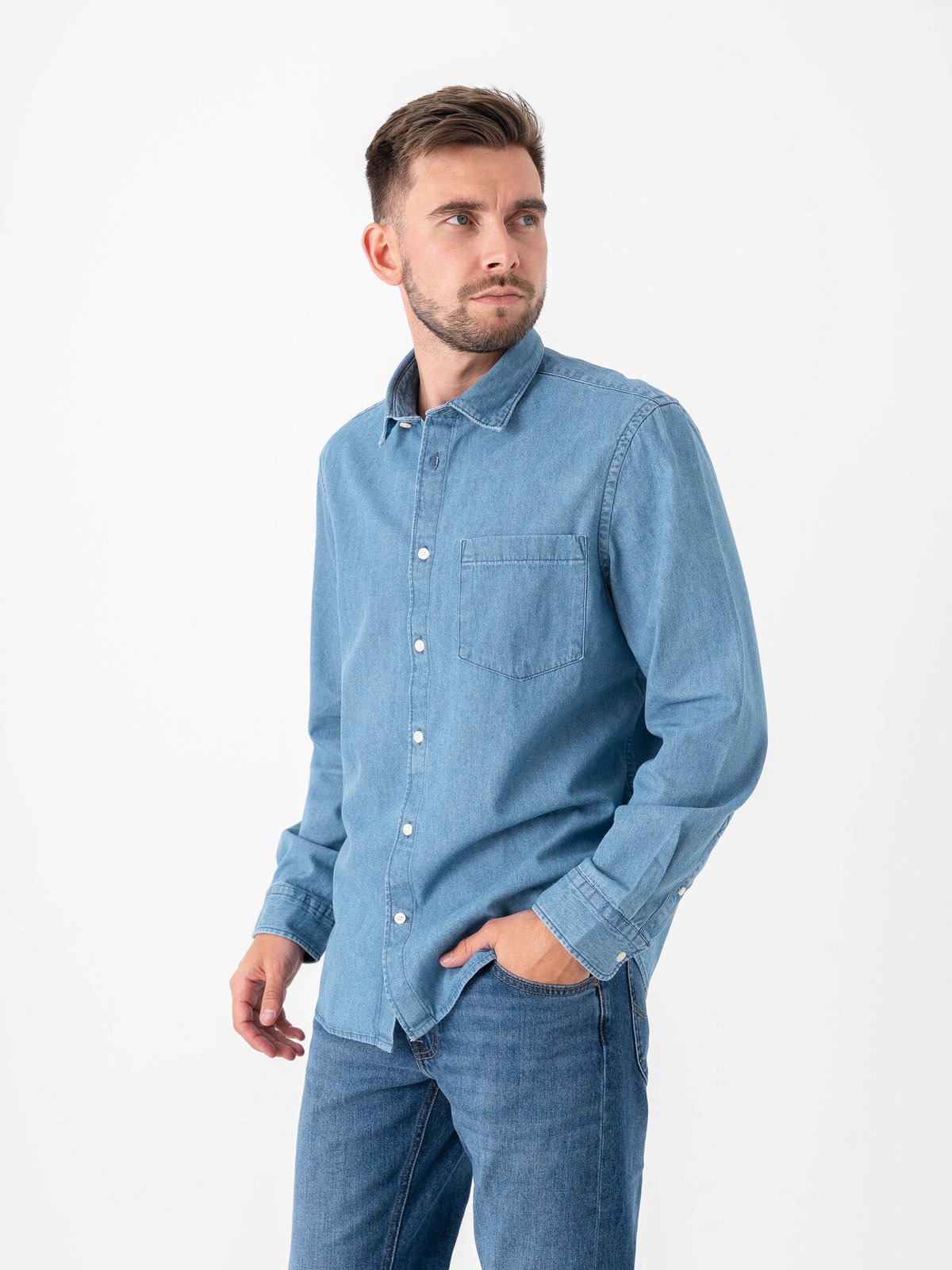 Selected Homme Regular Carlo Denim Long Sleeve Shirt Medium Blue Denim