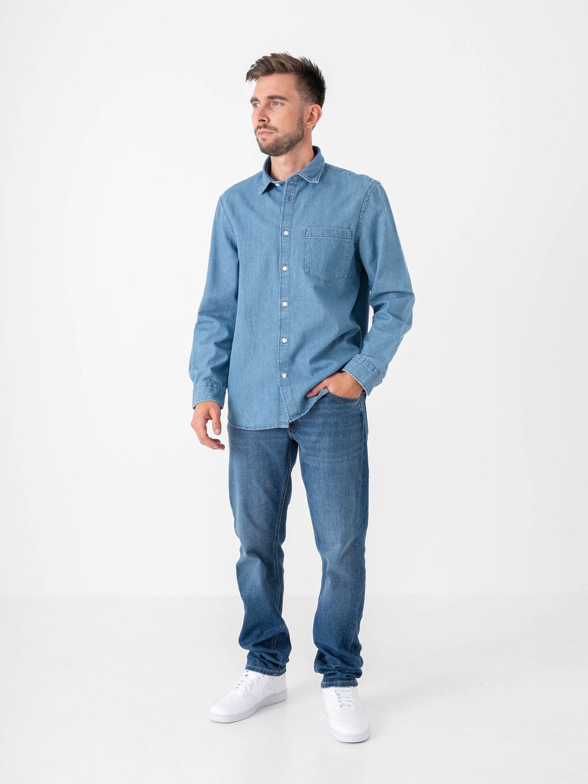 Selected Homme Regular Carlo Denim Long Sleeve Shirt Medium Blue Denim