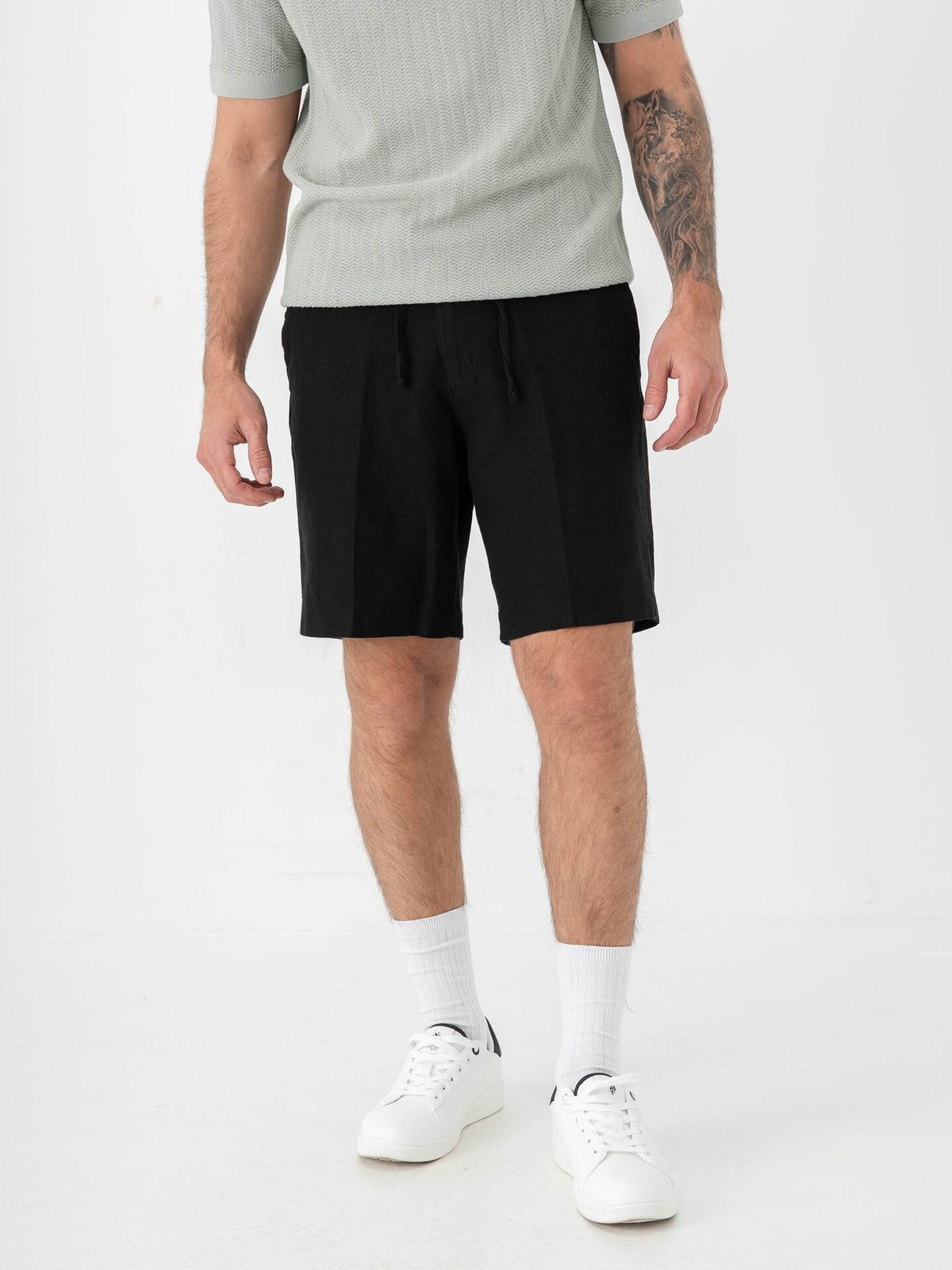 Selected Homme Regular Leroy Linen Blend Shorts Black