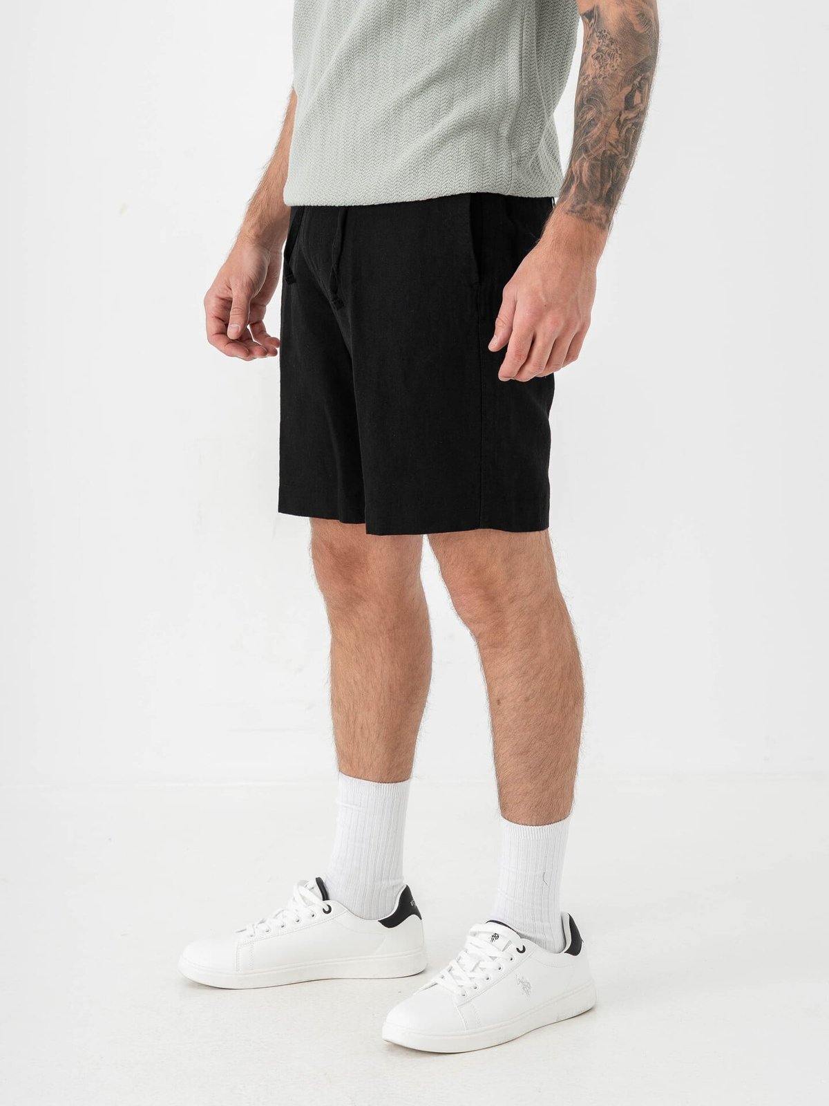 Selected Homme Regular Leroy Linen Blend Shorts Black